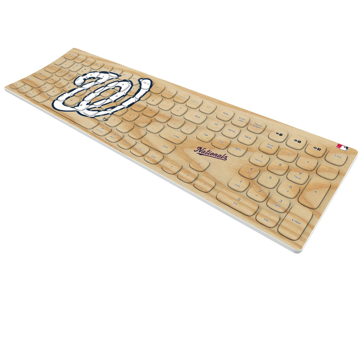 Washington Nationals Baseball Bat KKB605 Curved Wireless Keyboard - Isometric View