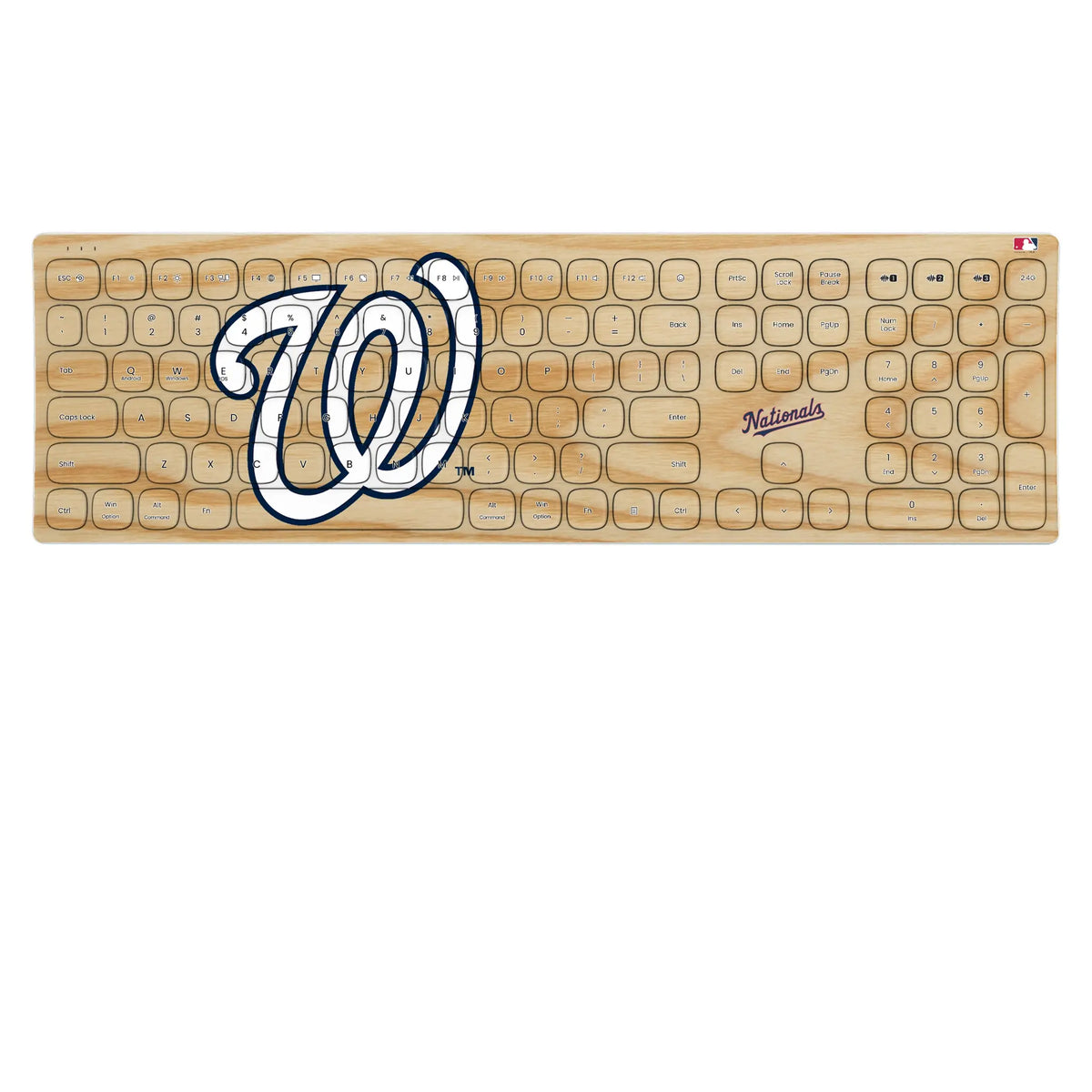 Washington Nationals Baseball Bat KKB605 Curved Wireless Keyboard