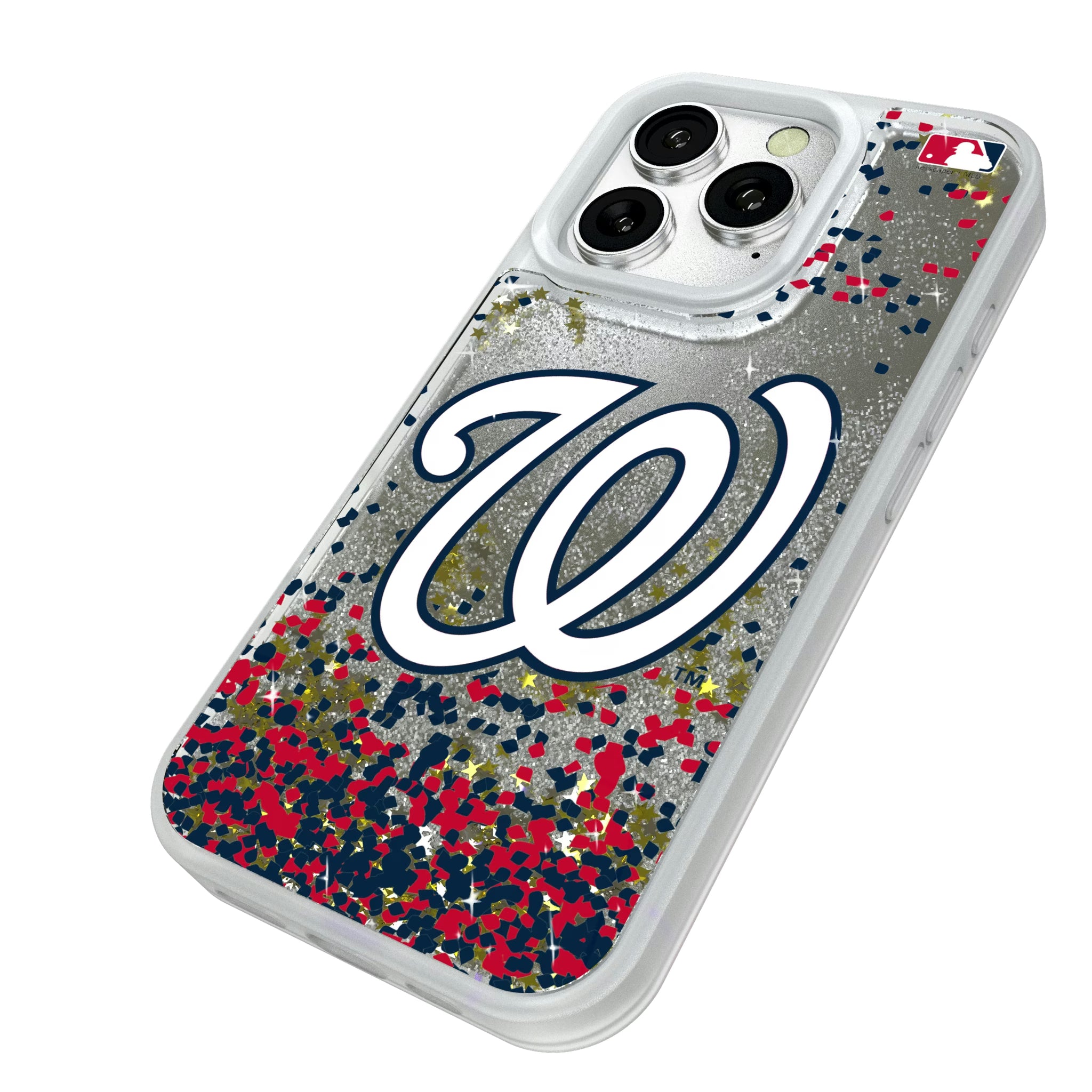 Washington Nationals Confetti iPhone Glitter Phone Case for Apple iPhone - Isometric View#Device_iPhone 16 Pro