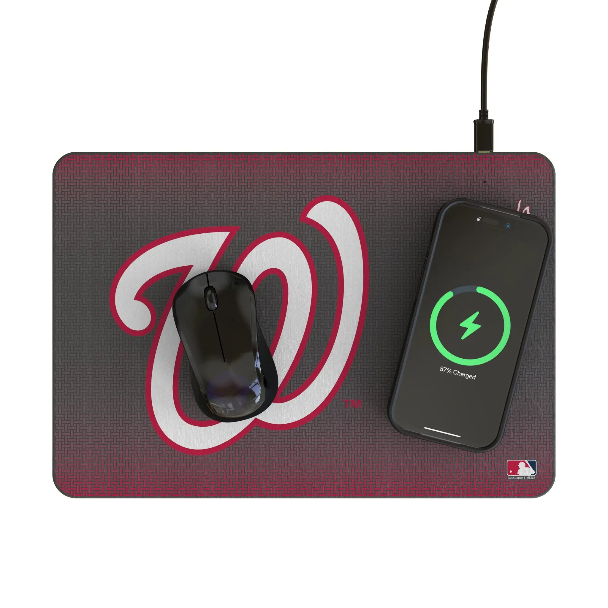 Washington Nationals Linen 15-Watt Wireless Charger and Mouse Pad - Lifestyle