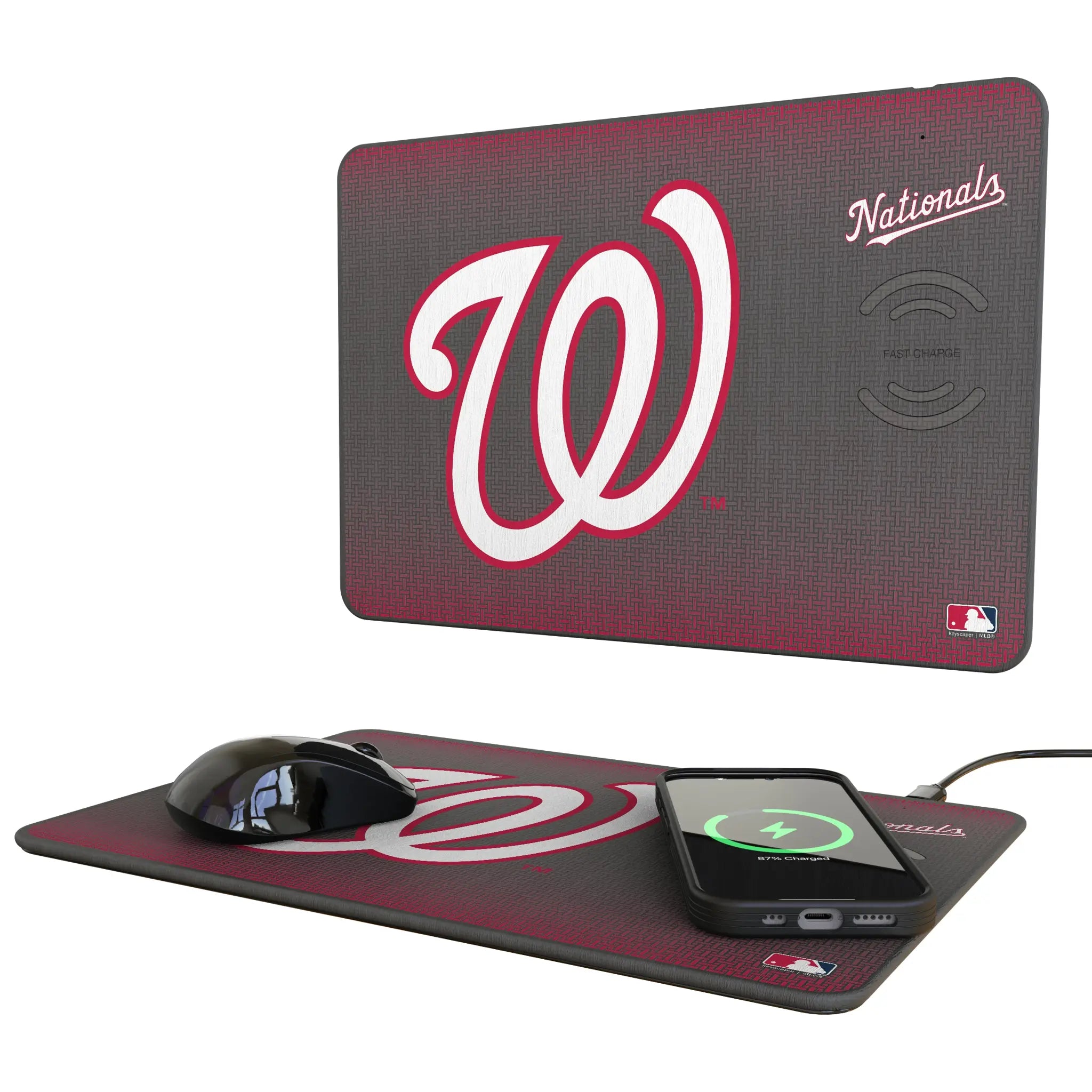 Washington Nationals Linen 15-Watt Wireless Charger and Mouse Pad