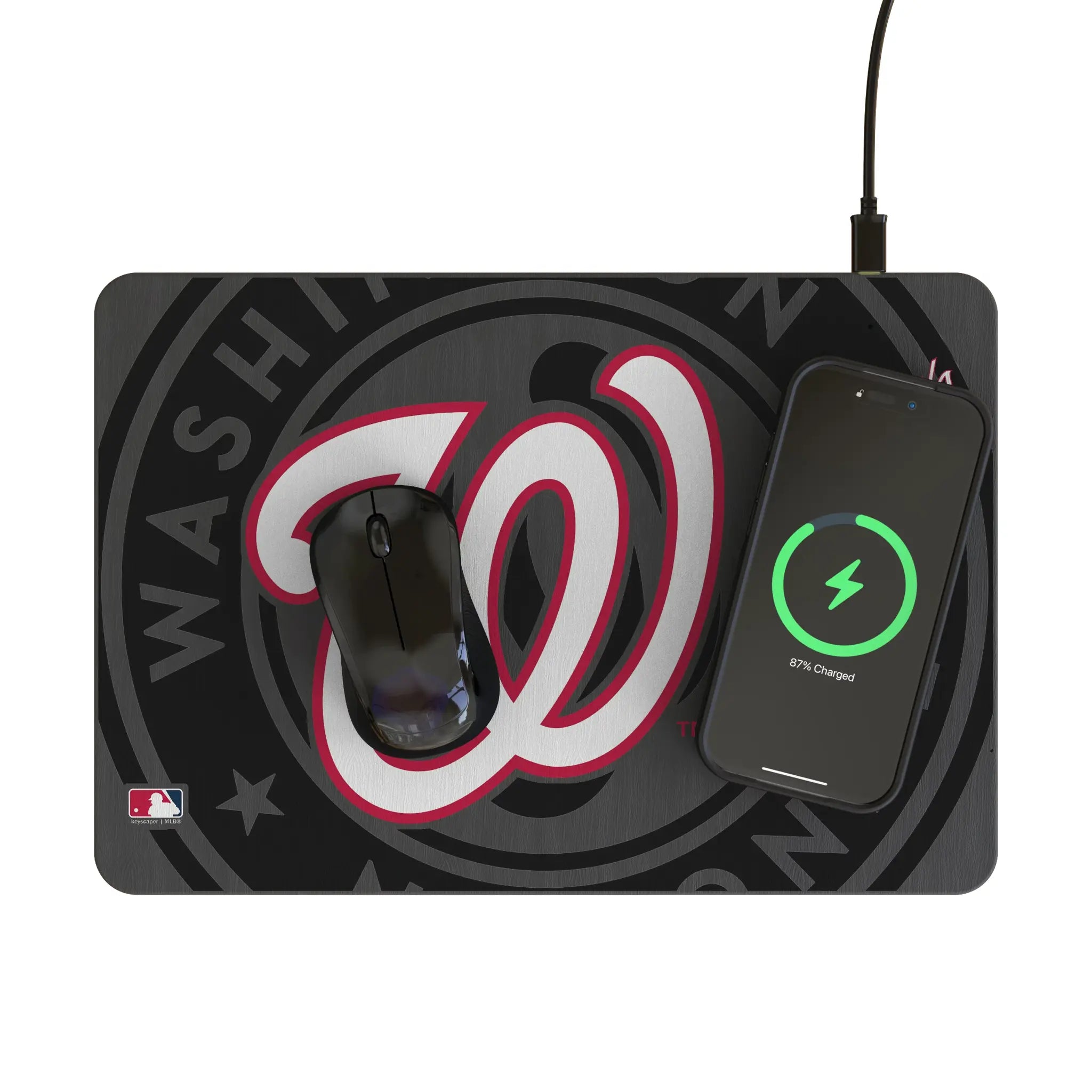Washington Nationals Monocolor Tilt 15-Watt Wireless Charger and Mouse Pad - Lifestyle