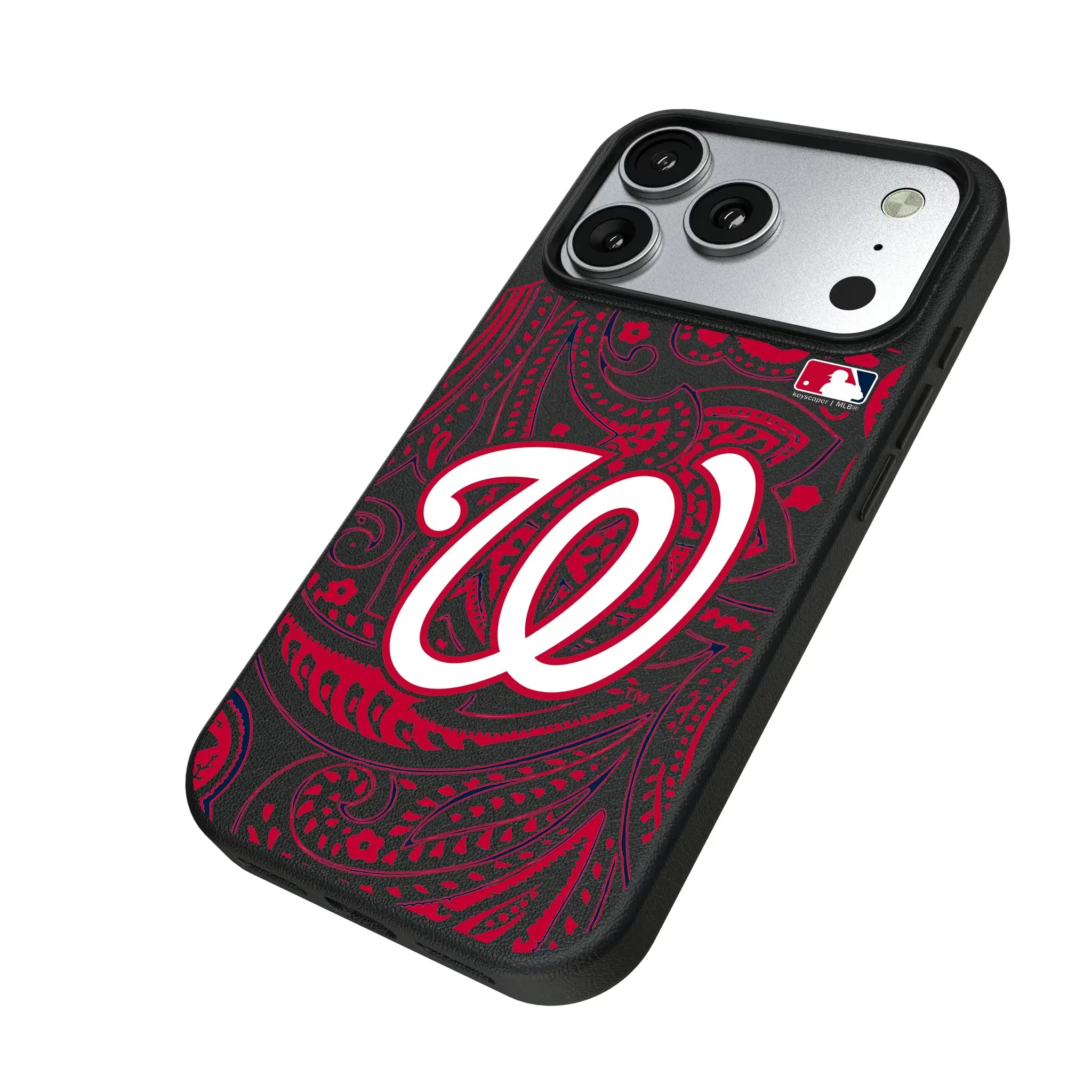 Washington Nationals Paisley iPhone MagSafe Compatible Phone Case for Apple iPhone - Isometric View#Device_iPhone 17 Pro