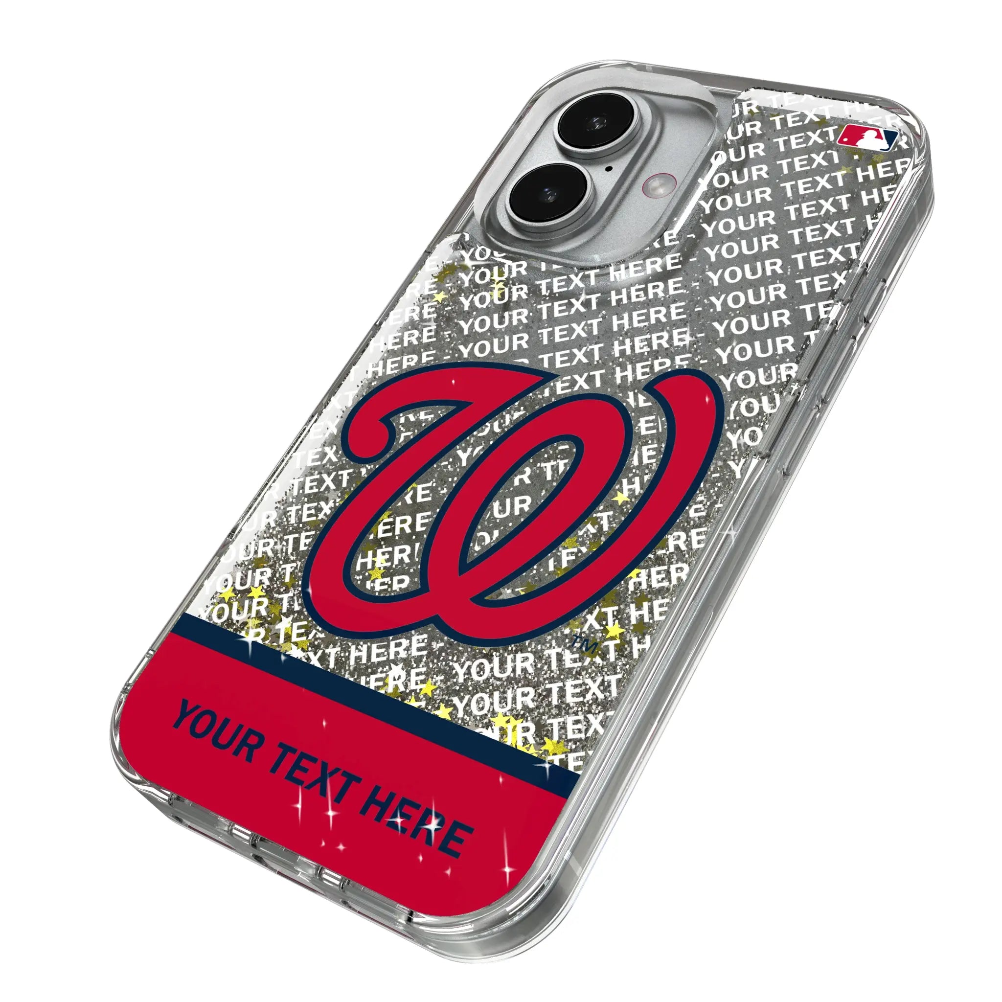Washington Nationals Personalized EndZone Plus iPhone Glitter Phone Case for Apple iPhone - Isometric View