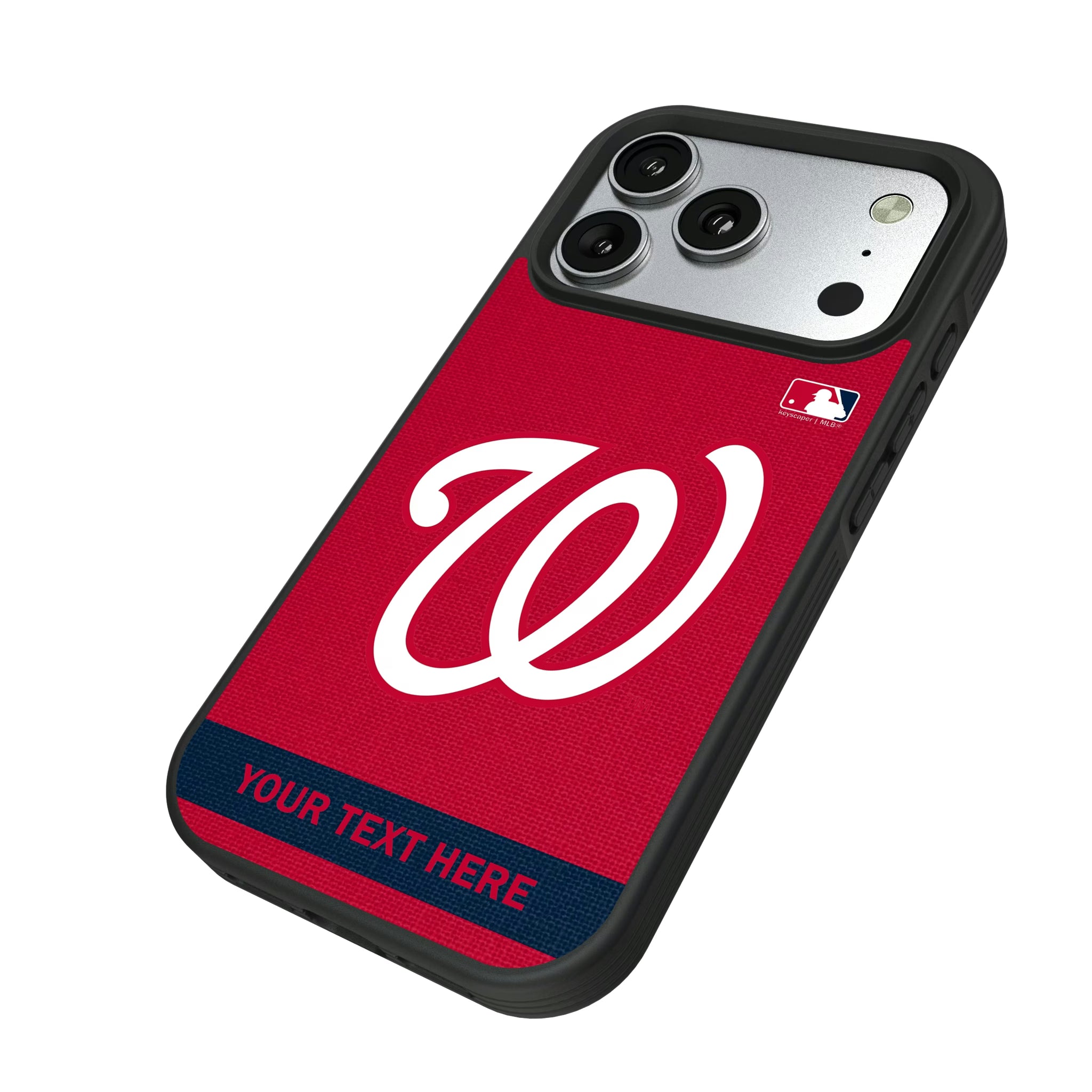 Washington Nationals Personalized Stripe iPhone Bump Phone Case for Apple iPhone - Isometric View#Device_iPhone 17 Pro