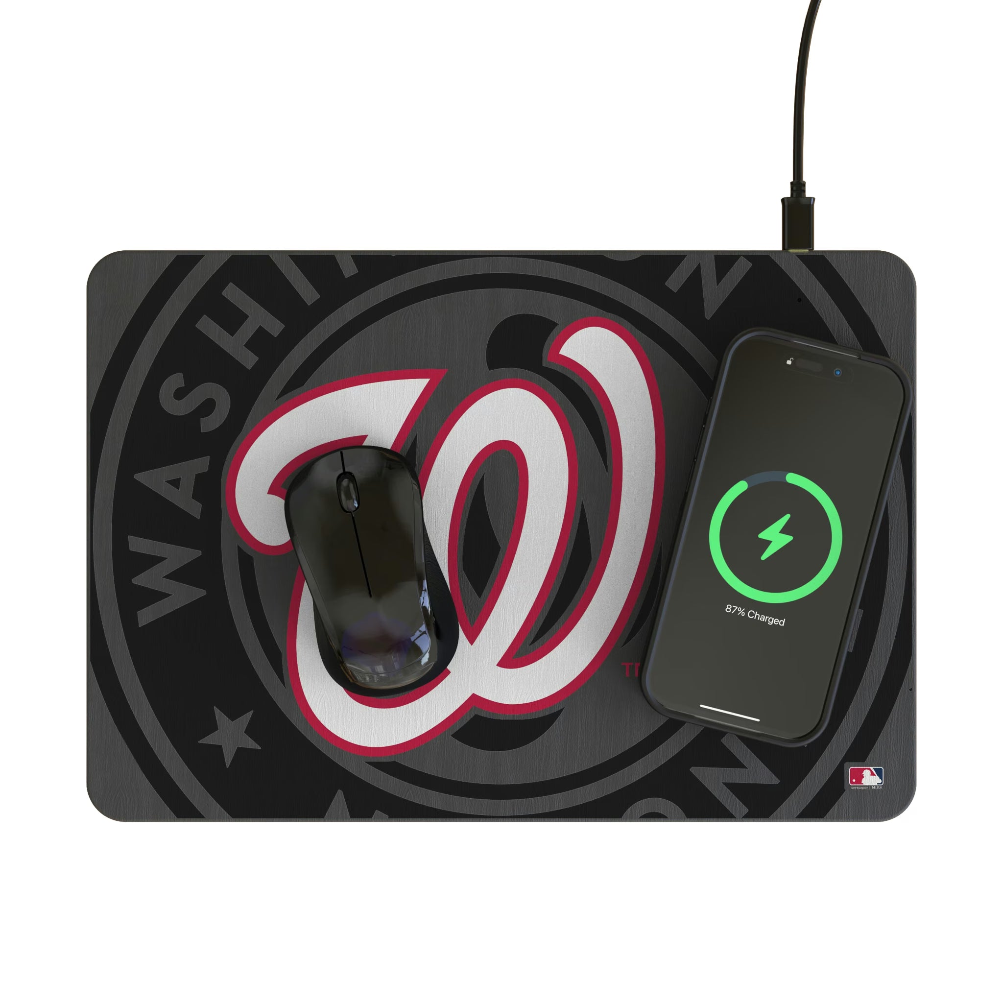 Washington Nationals Personalized Tilt 15-Watt Wireless Charger and Mouse Pad - Lifestyle