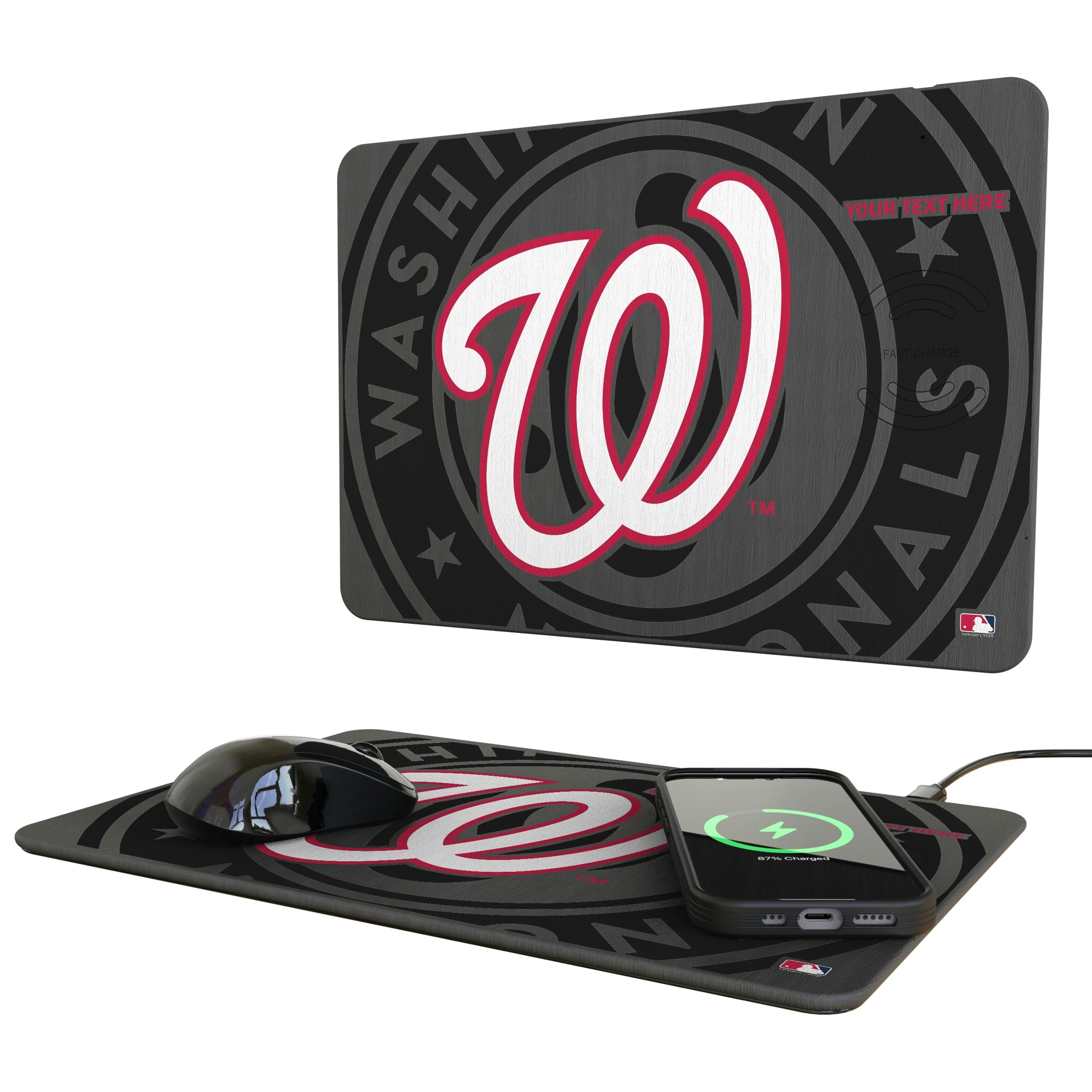 Washington Nationals Personalized Tilt 15-Watt Wireless Charger and Mouse Pad