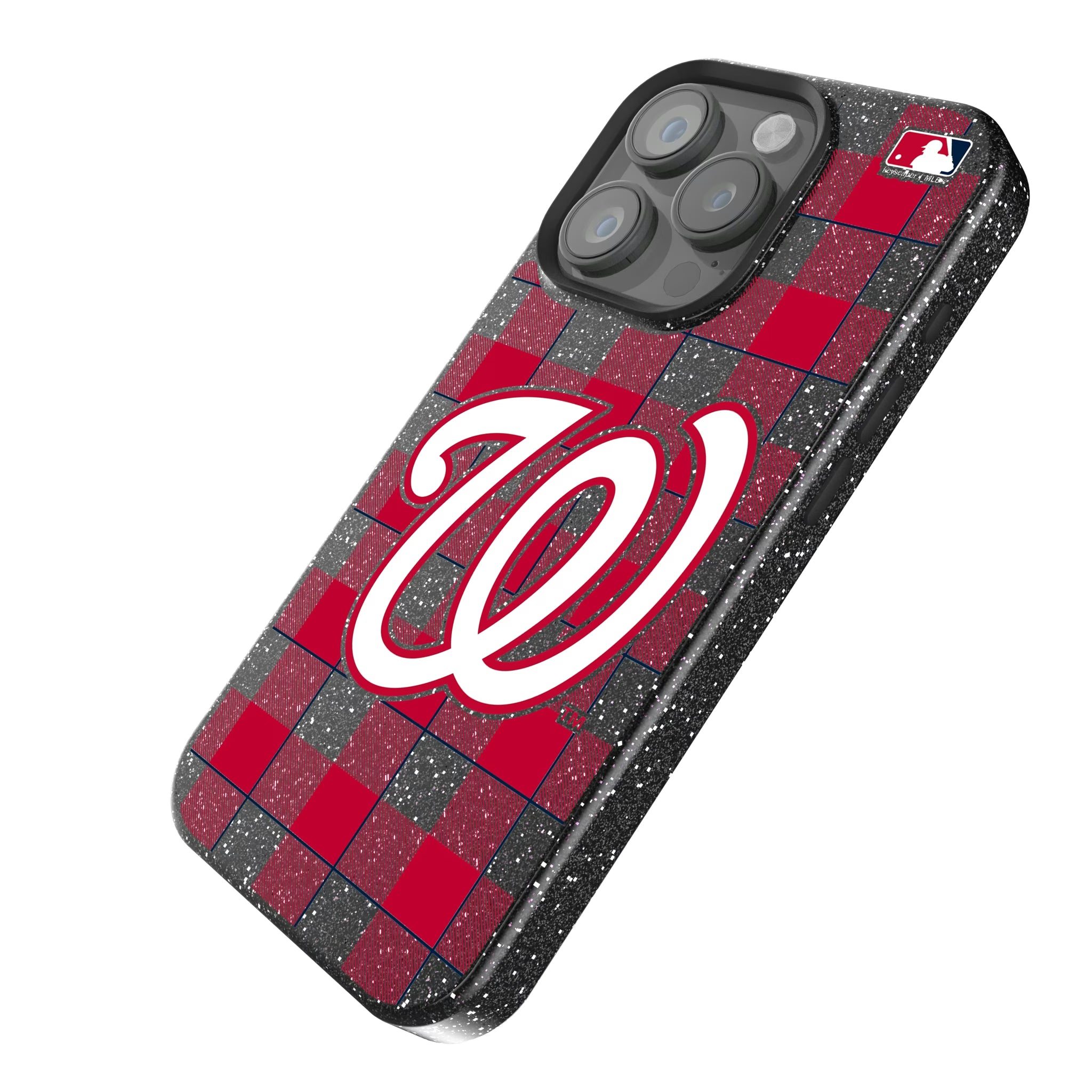 Washington Nationals Plaid iPhone Bling Phone Case for Apple iPhone - Isometric View