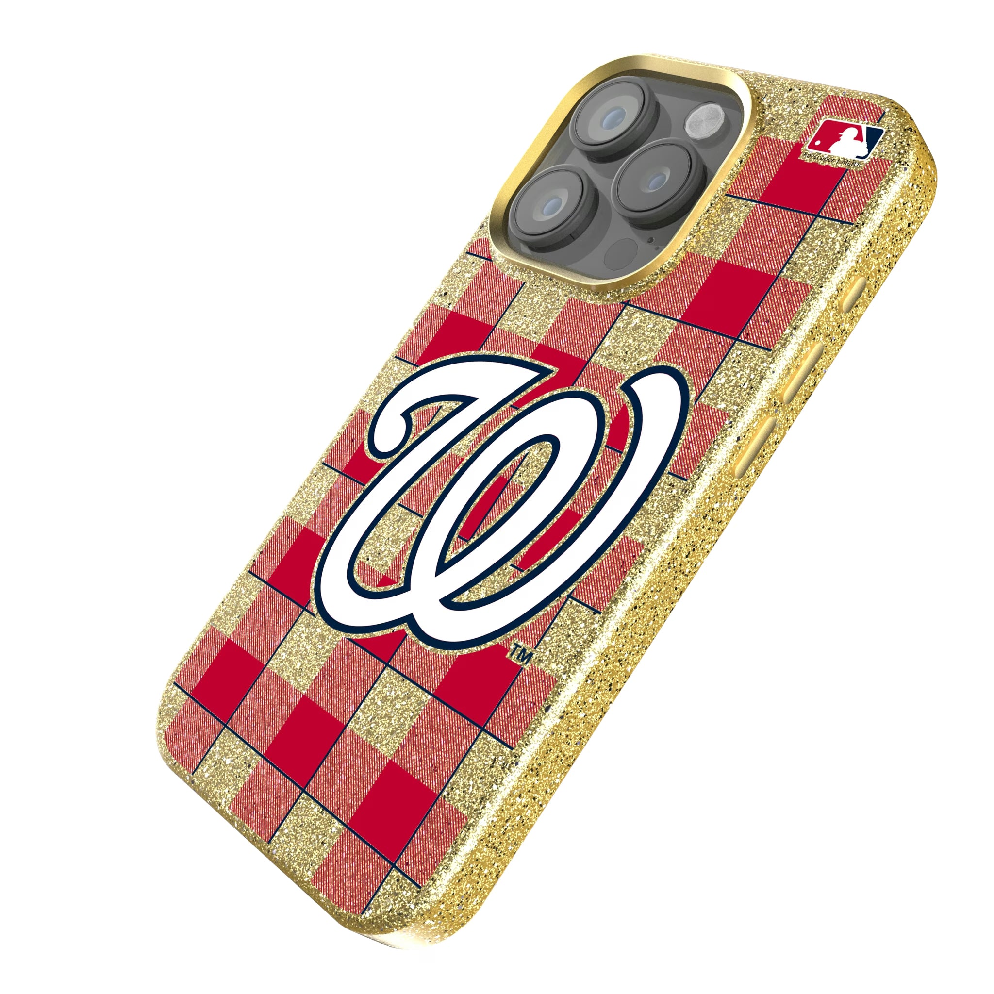 Washington Nationals Plaid iPhone Bling Phone Case for Apple iPhone - Isometric View