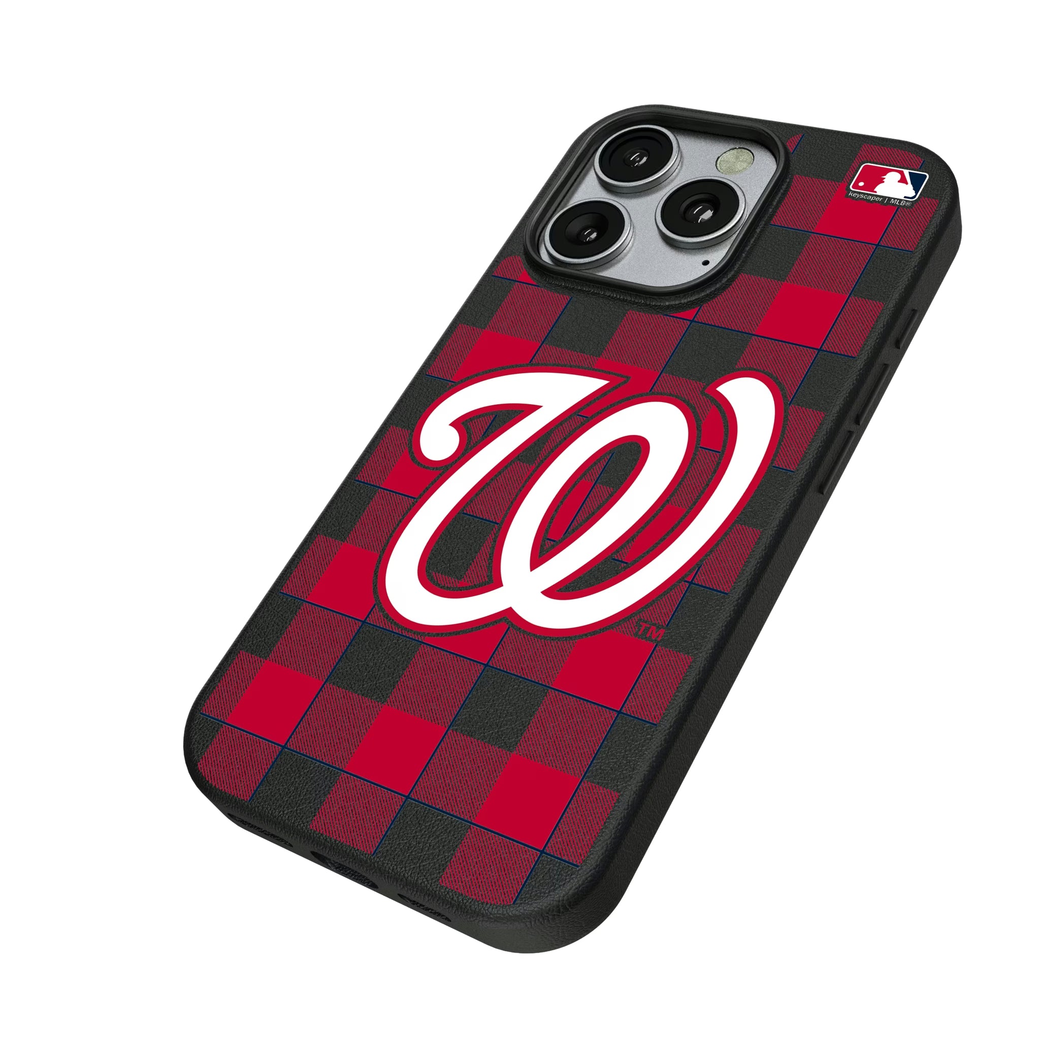 Washington Nationals Plaid iPhone MagSafe Compatible Phone Case for Apple iPhone - Isometric View