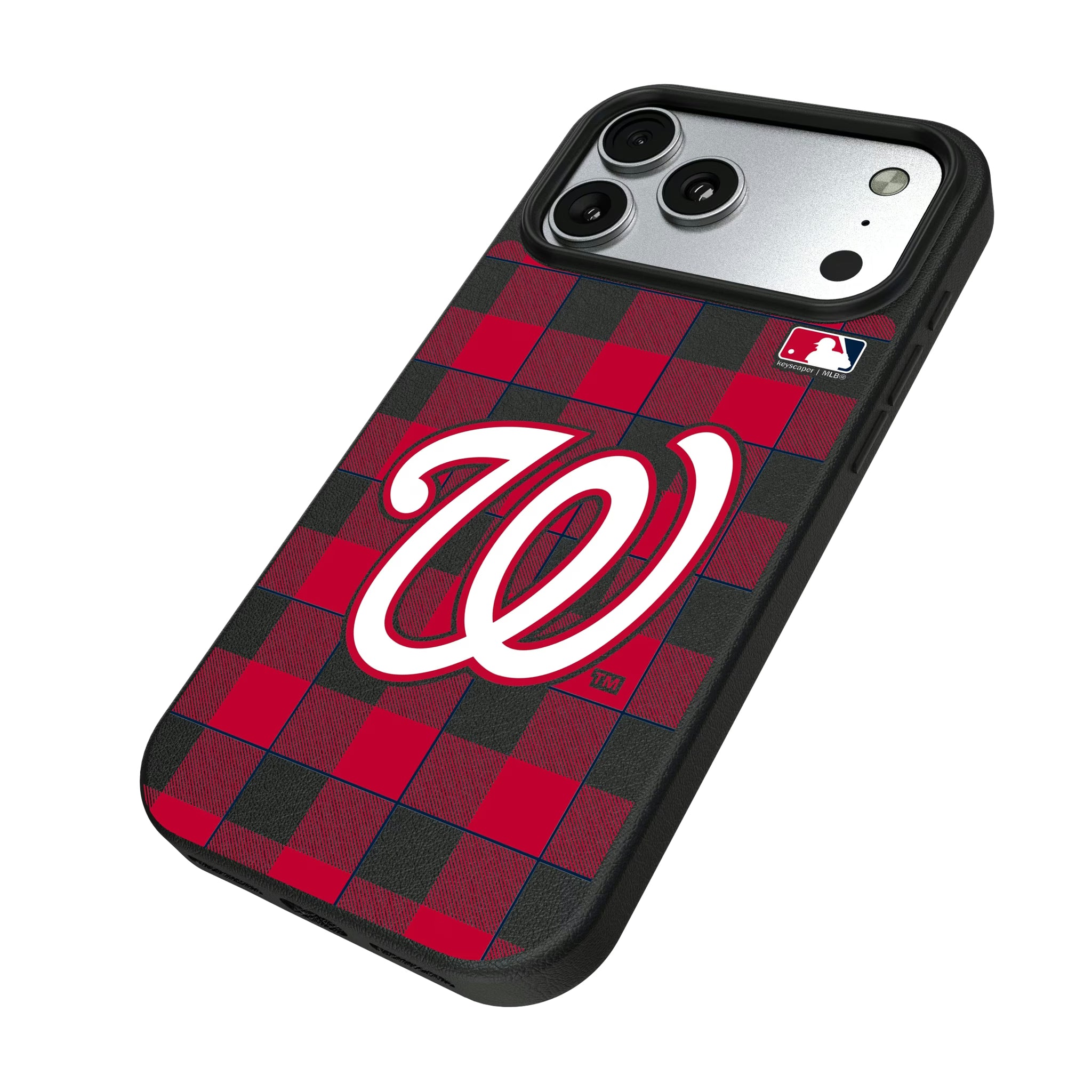 Washington Nationals Plaid iPhone MagSafe Compatible Phone Case for Apple iPhone - Isometric View#Device_iPhone 17 Pro Max