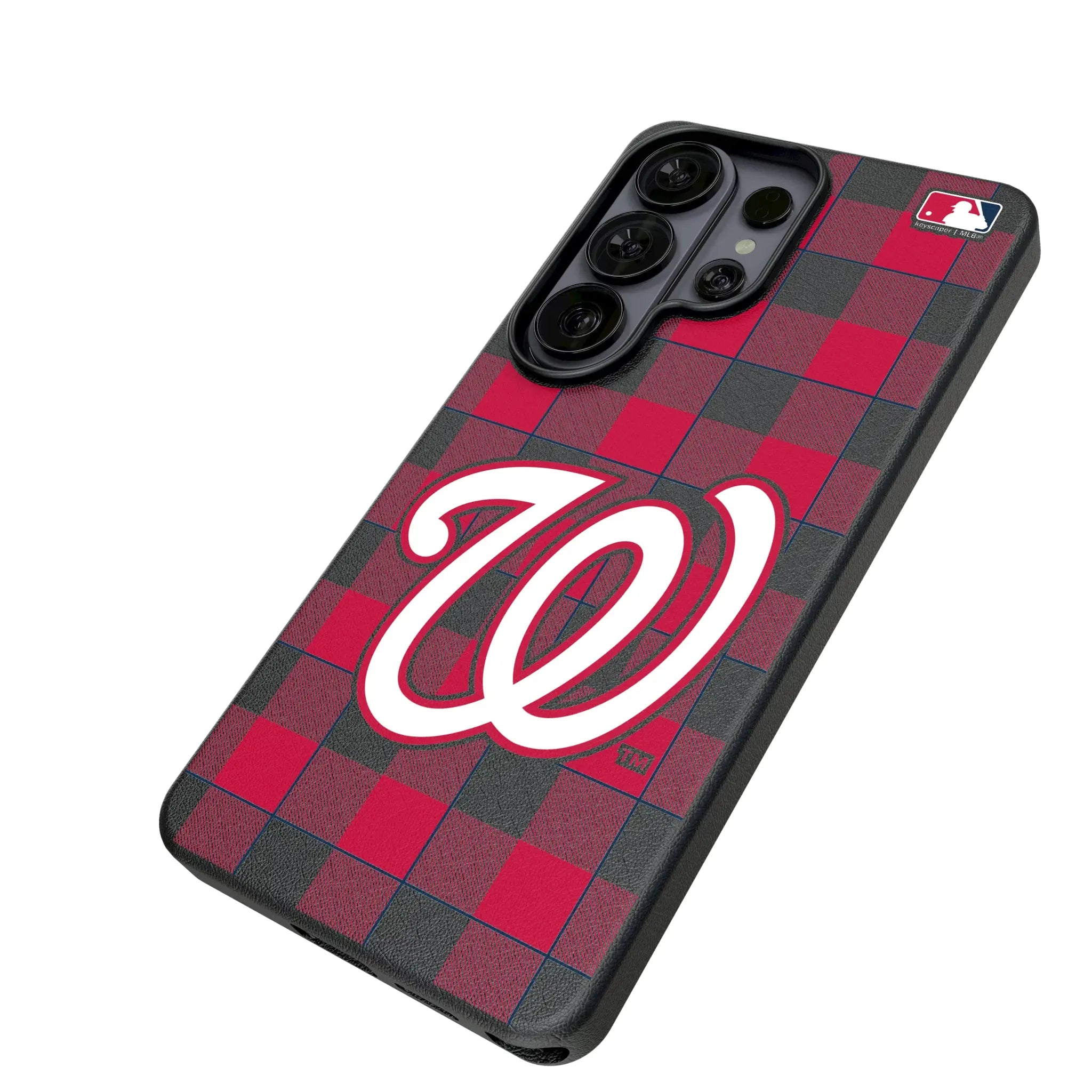 Washington Nationals Plaid Galaxy MagSafe Compatible Phone Case for Samsung Galaxy - Isometric View#Device_Galaxy S26 Ultra