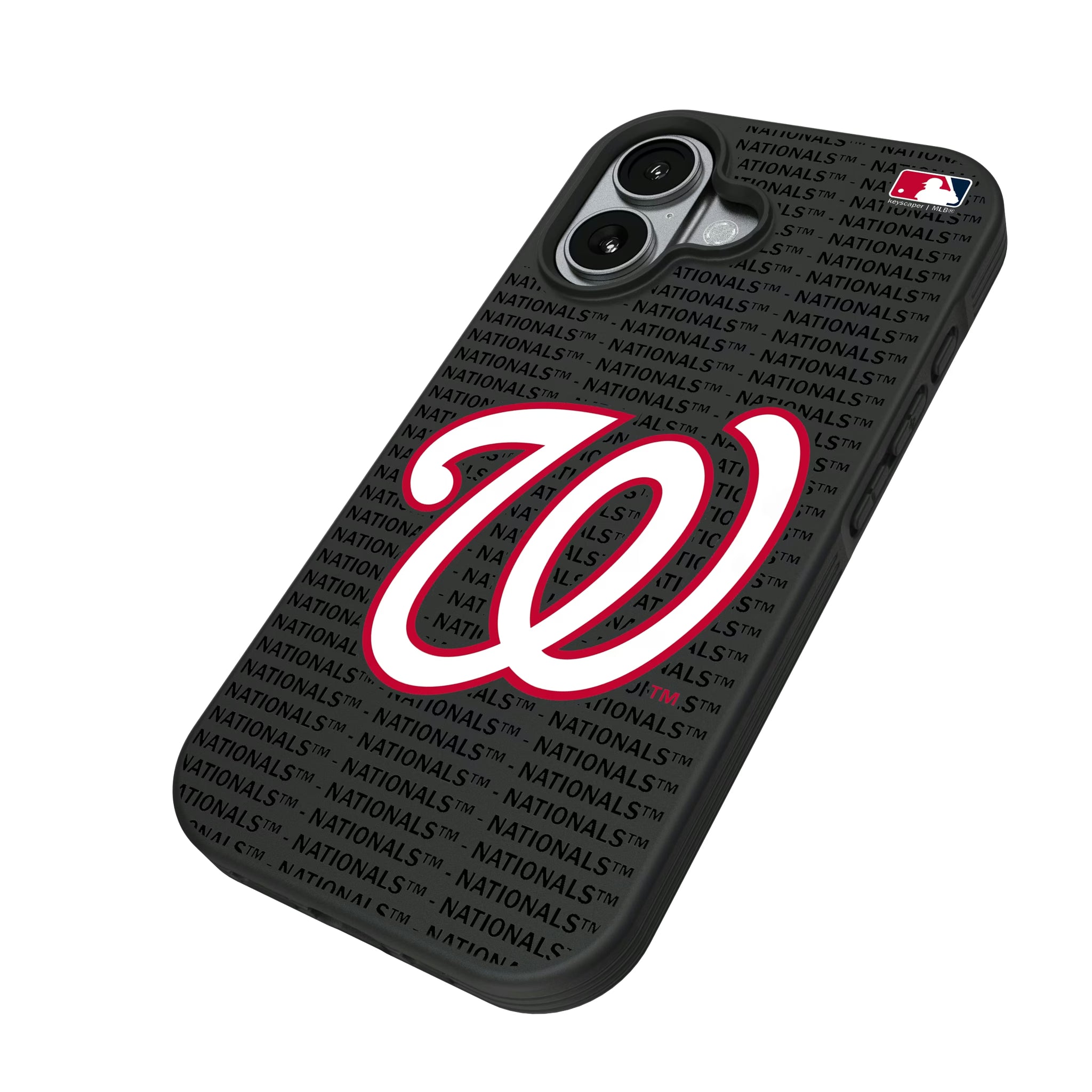 Washington Nationals Text Backdrop iPhone Bump Phone Case for Apple iPhone - Isometric View#Device_iPhone 17