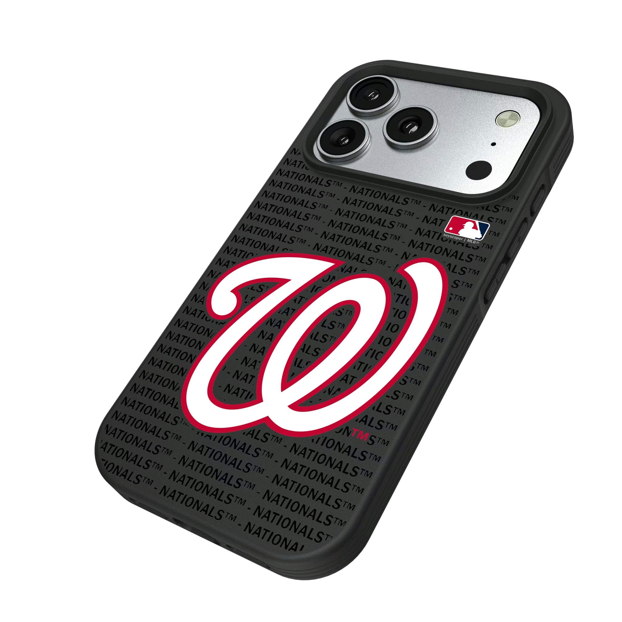 Washington Nationals Text Backdrop iPhone Bump Phone Case for Apple iPhone - Isometric View#Device_iPhone 17 Pro