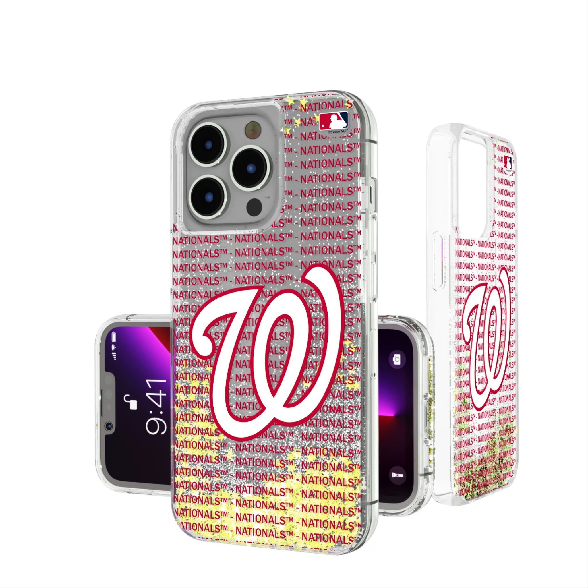 Washington Nationals Text Backdrop iPhone Glitter Phone Case for Apple iPhone