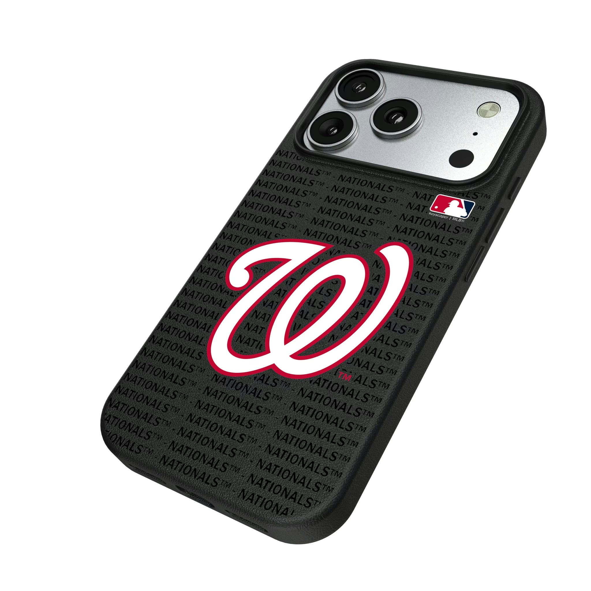 Washington Nationals Text Backdrop iPhone MagSafe Compatible Phone Case for Apple iPhone - Isometric View#Device_iPhone 17 Pro
