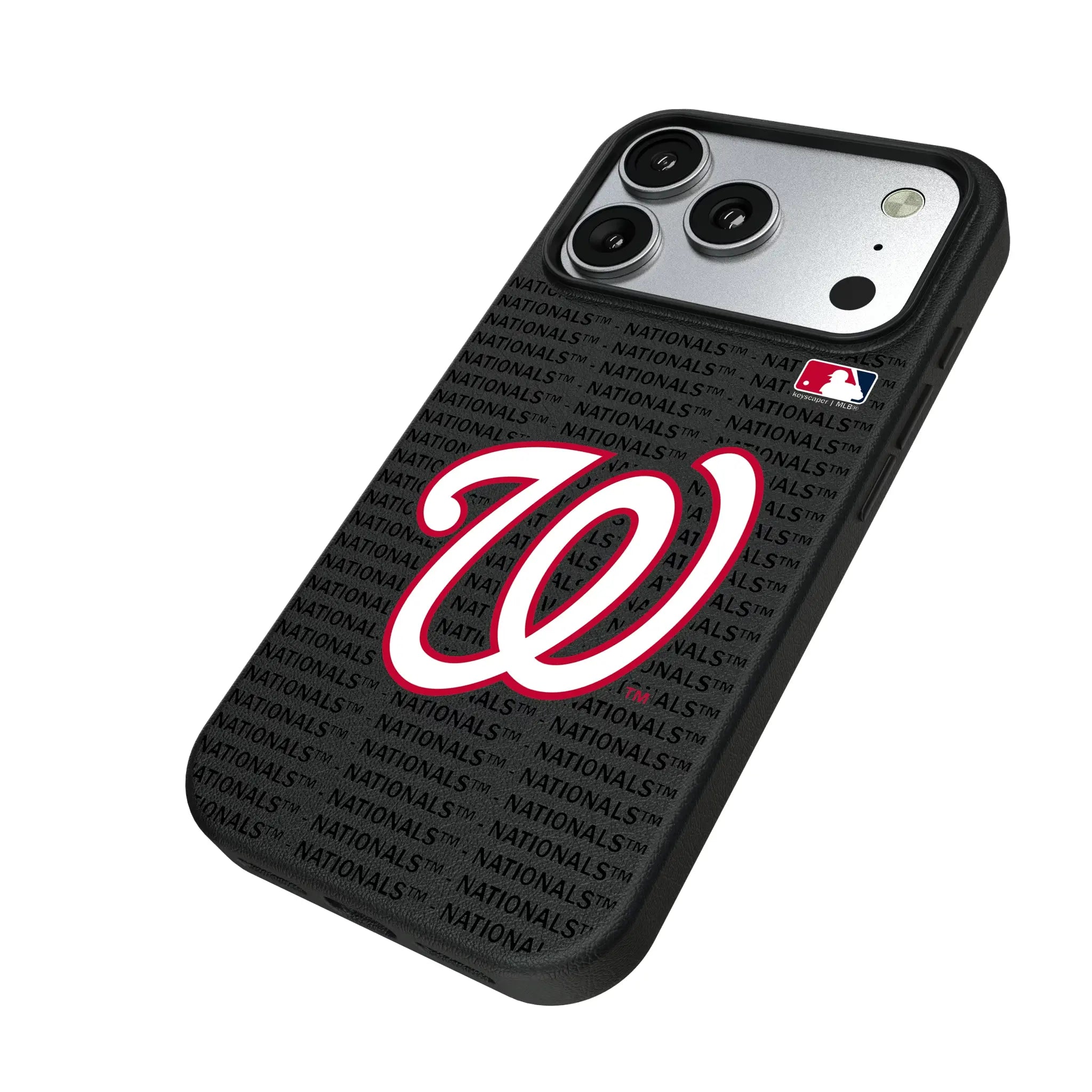 Washington Nationals Text Backdrop iPhone MagSafe Compatible Phone Case for Apple iPhone - Isometric View#Device_iPhone 17 Pro