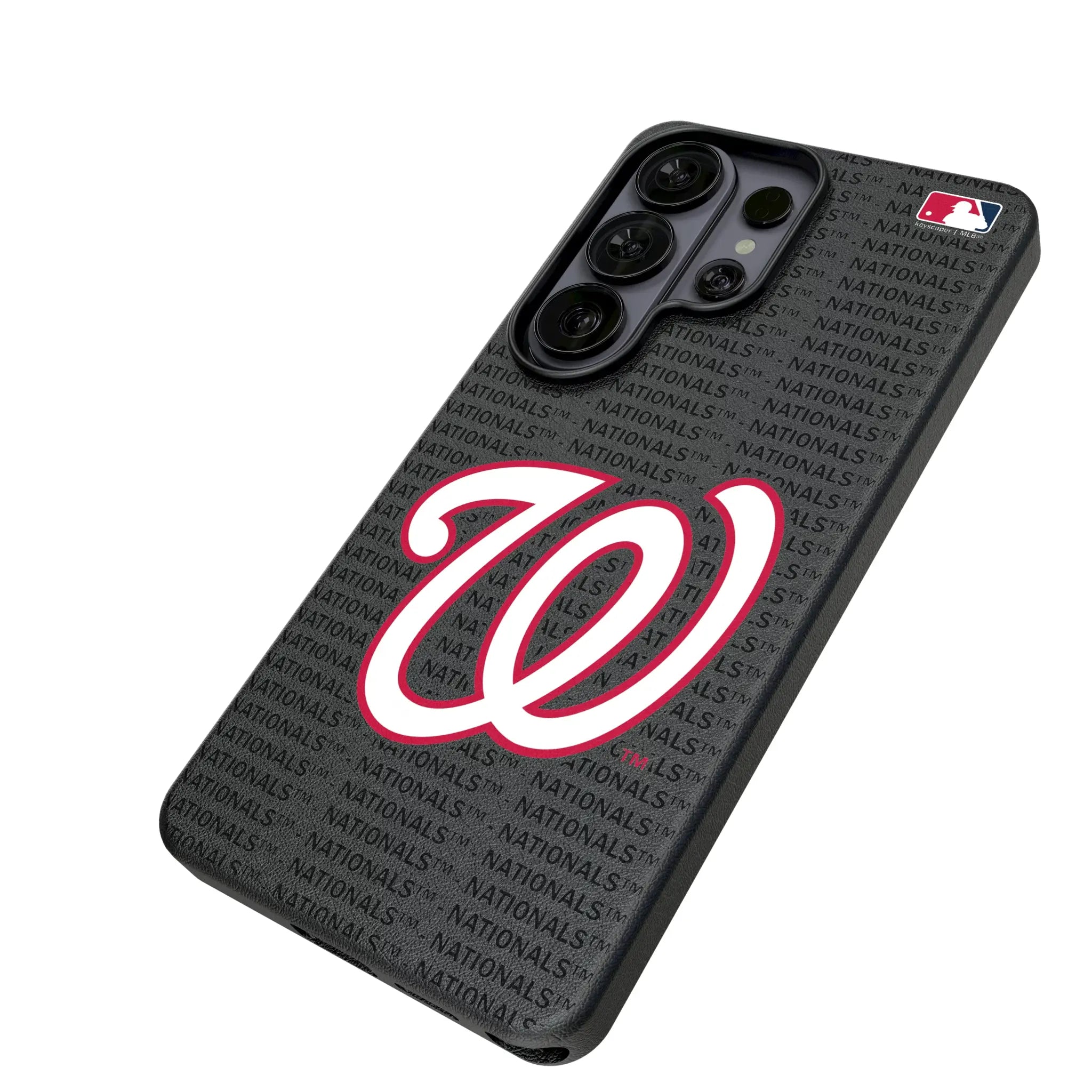 Washington Nationals Text Backdrop Galaxy MagSafe Compatible Phone Case for Samsung Galaxy - Isometric View#Device_Galaxy S26 Ultra