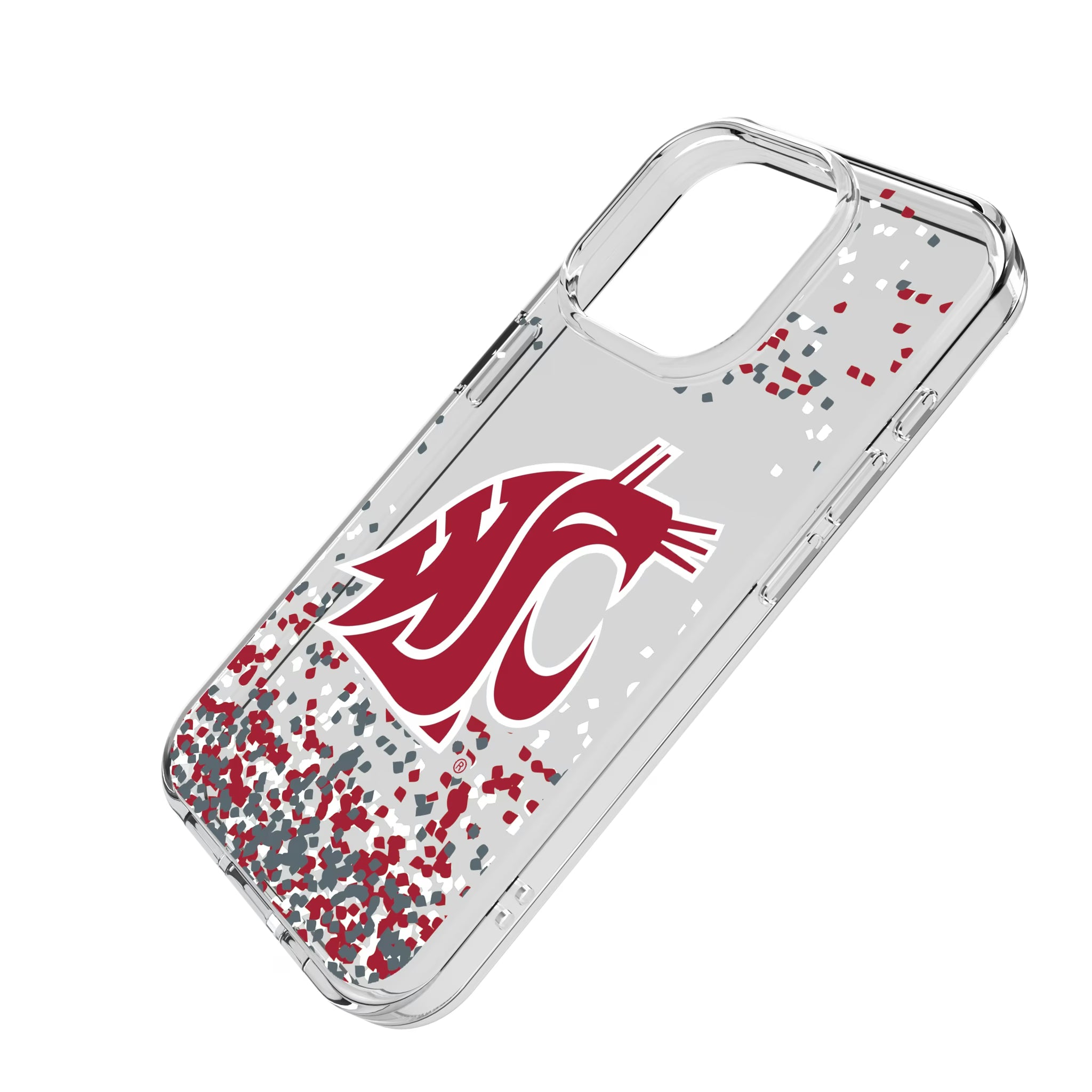 Washington State University Cougars Confetti iPhone Clear Phone Case for Apple iPhone - Isometric View