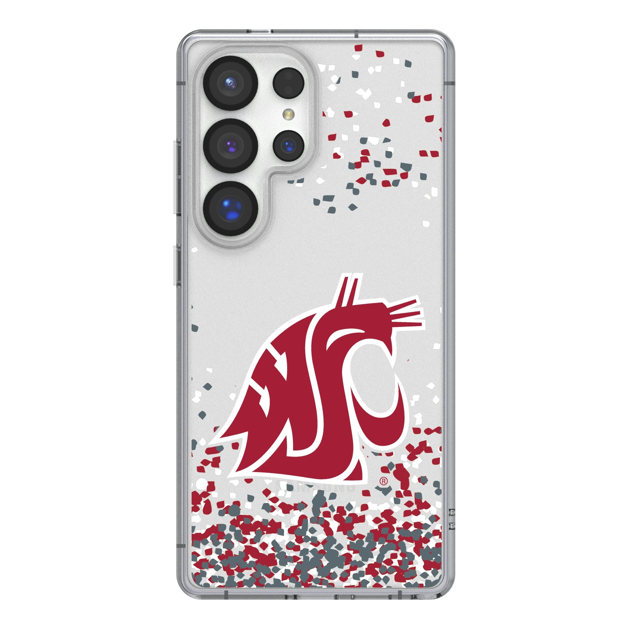 Washington State University Cougars Confetti Galaxy Clear Phone Case for Samsung Galaxy