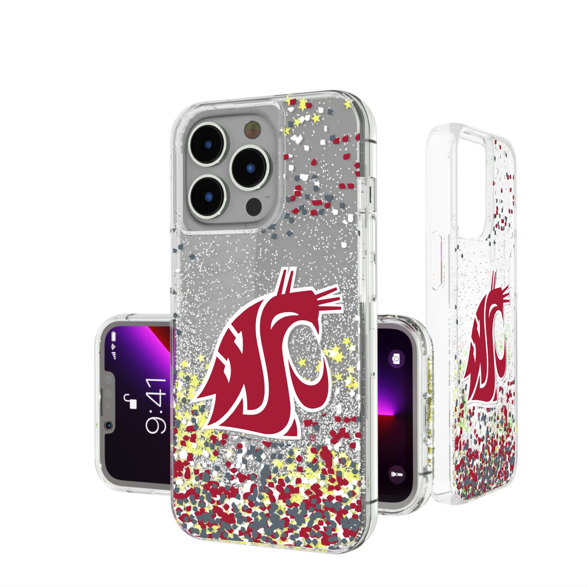 Washington State University Cougars Confetti iPhone Glitter Phone Case for Apple iPhone