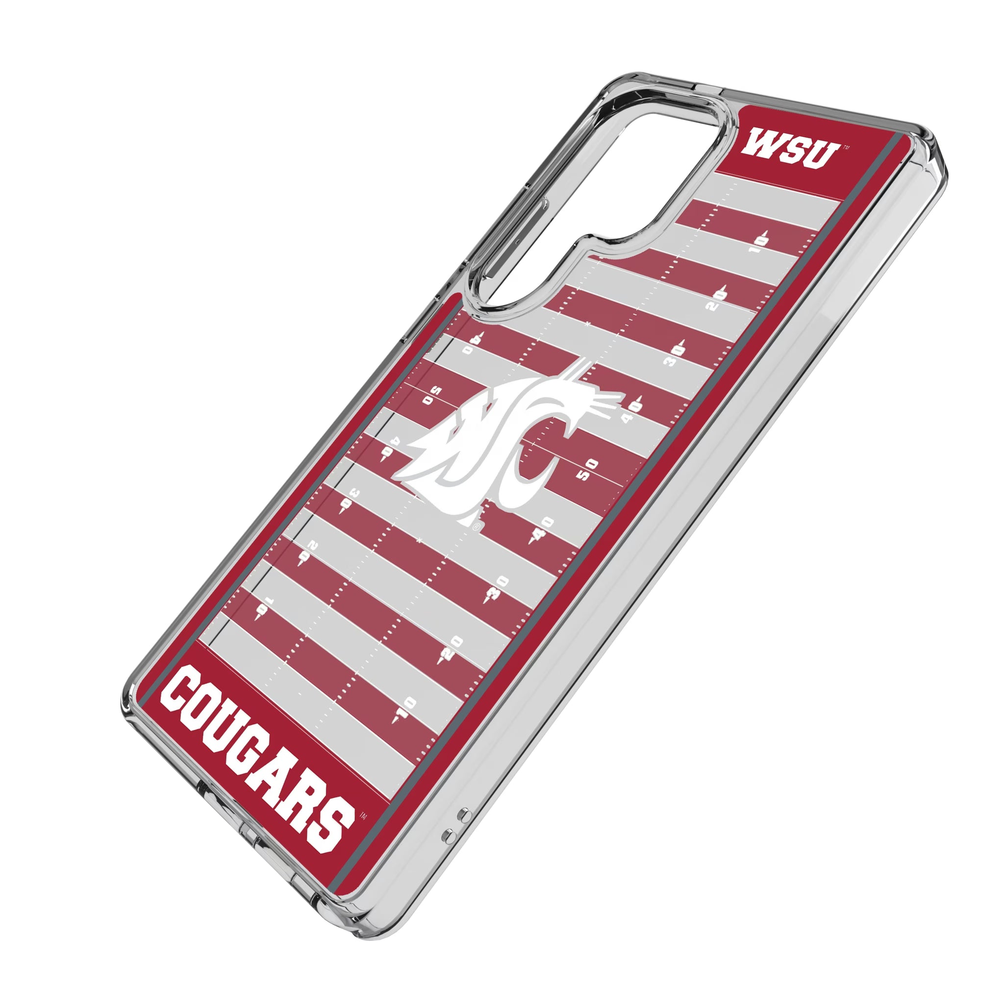 Washington State University Cougars Field Galaxy Clear Phone Case for Samsung Galaxy - Isometric View
