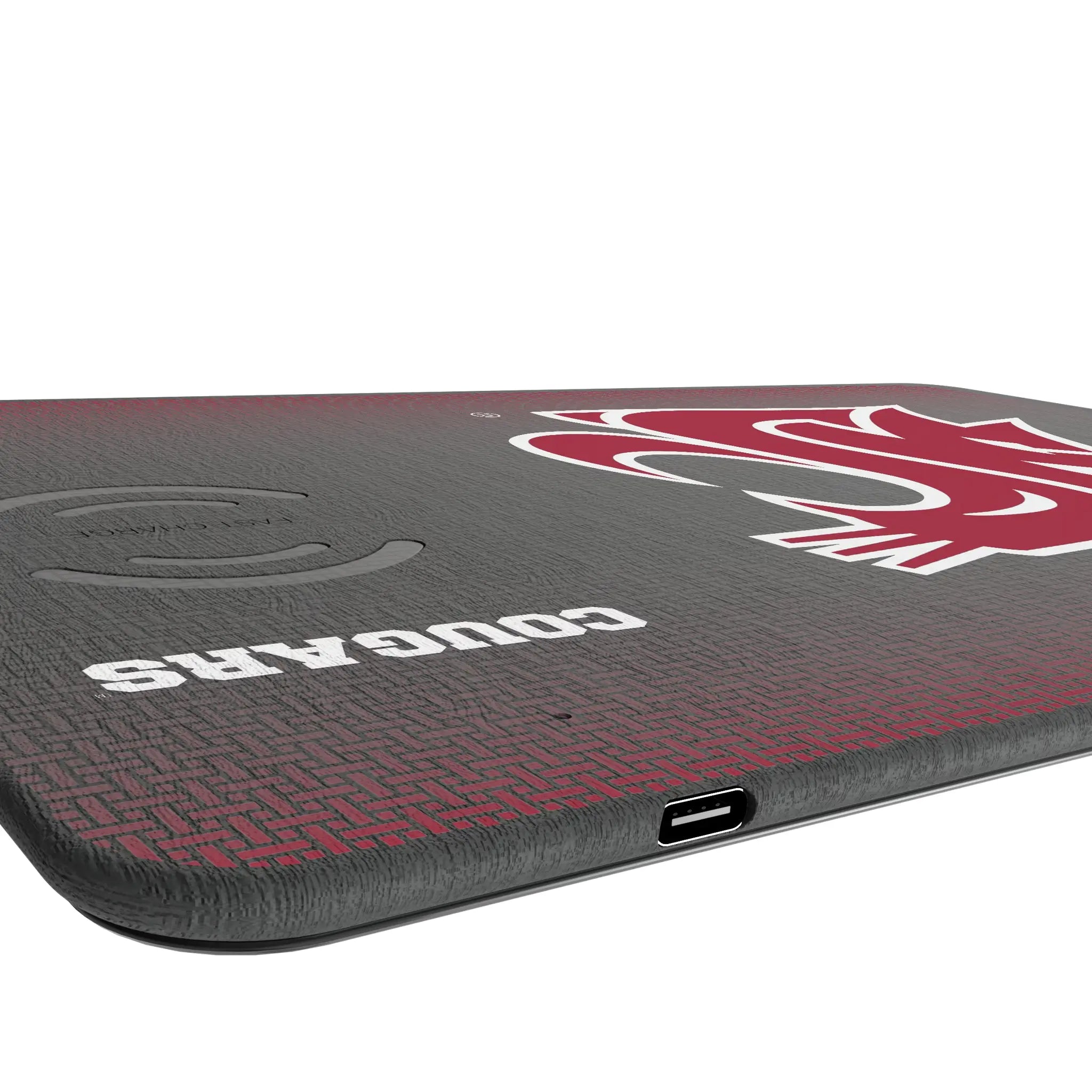 Washington State University Cougars Linen 15-Watt Wireless Charger and Mouse Pad