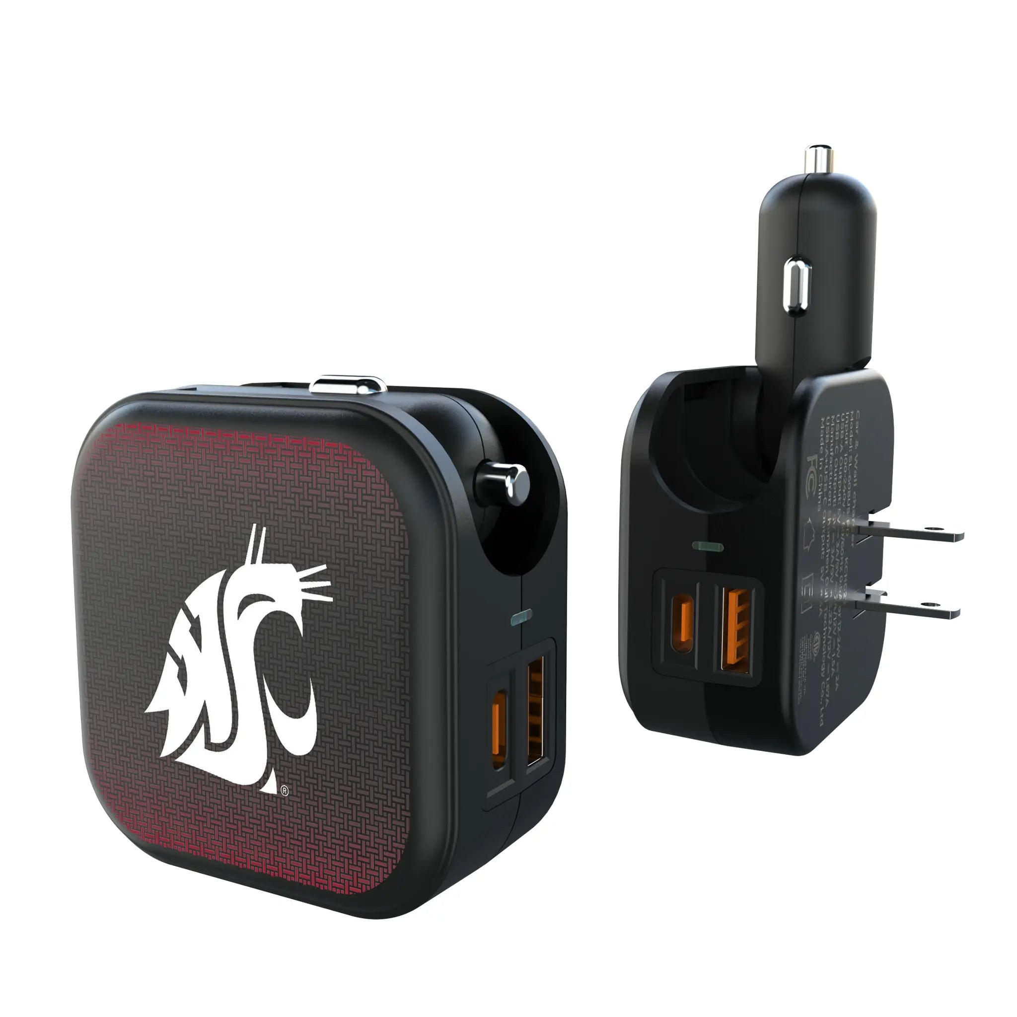 Washington State University Cougars Linen 2 in 1 USB A/C Charger