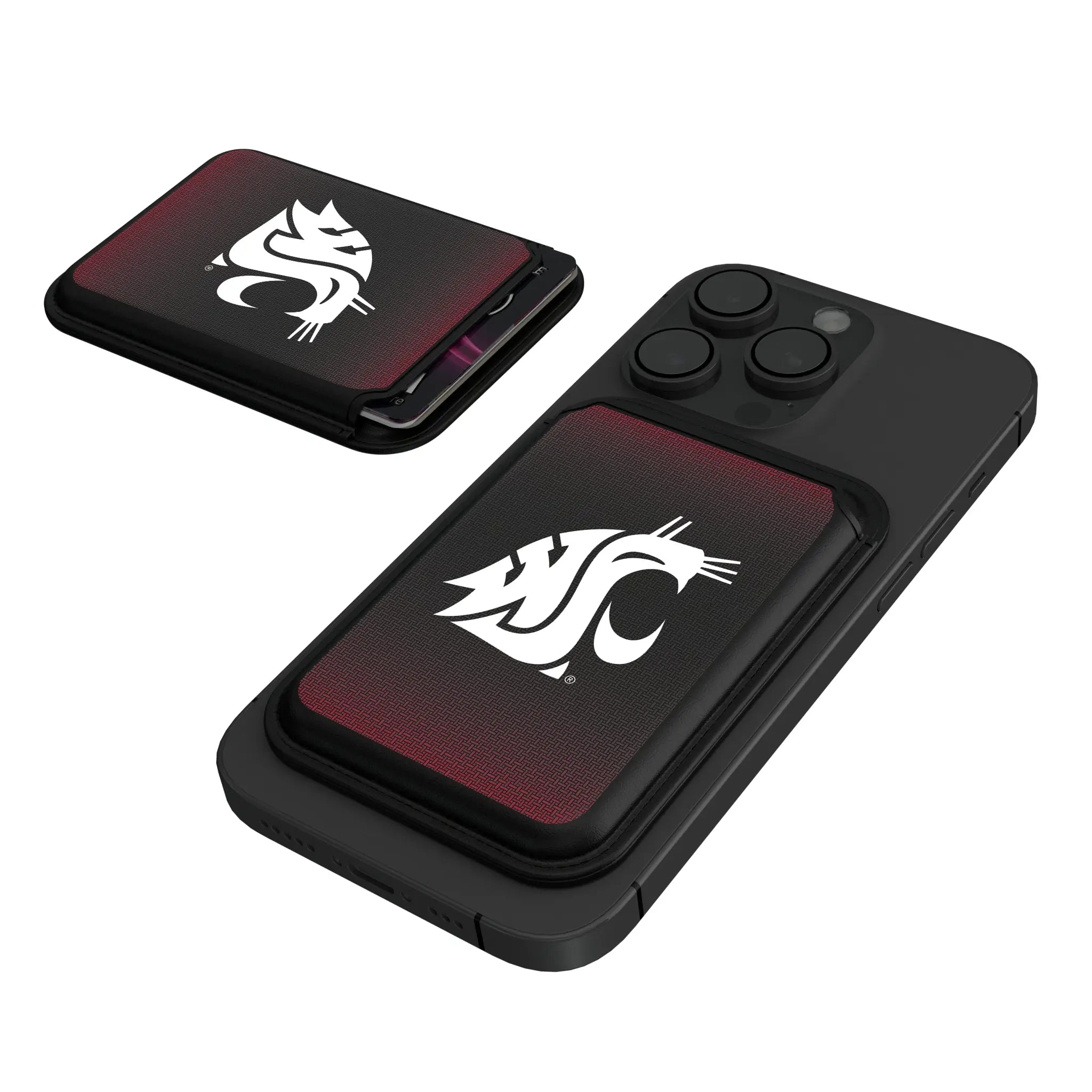Washington State University Cougars Linen Black Magnetic Credit Card Wallet