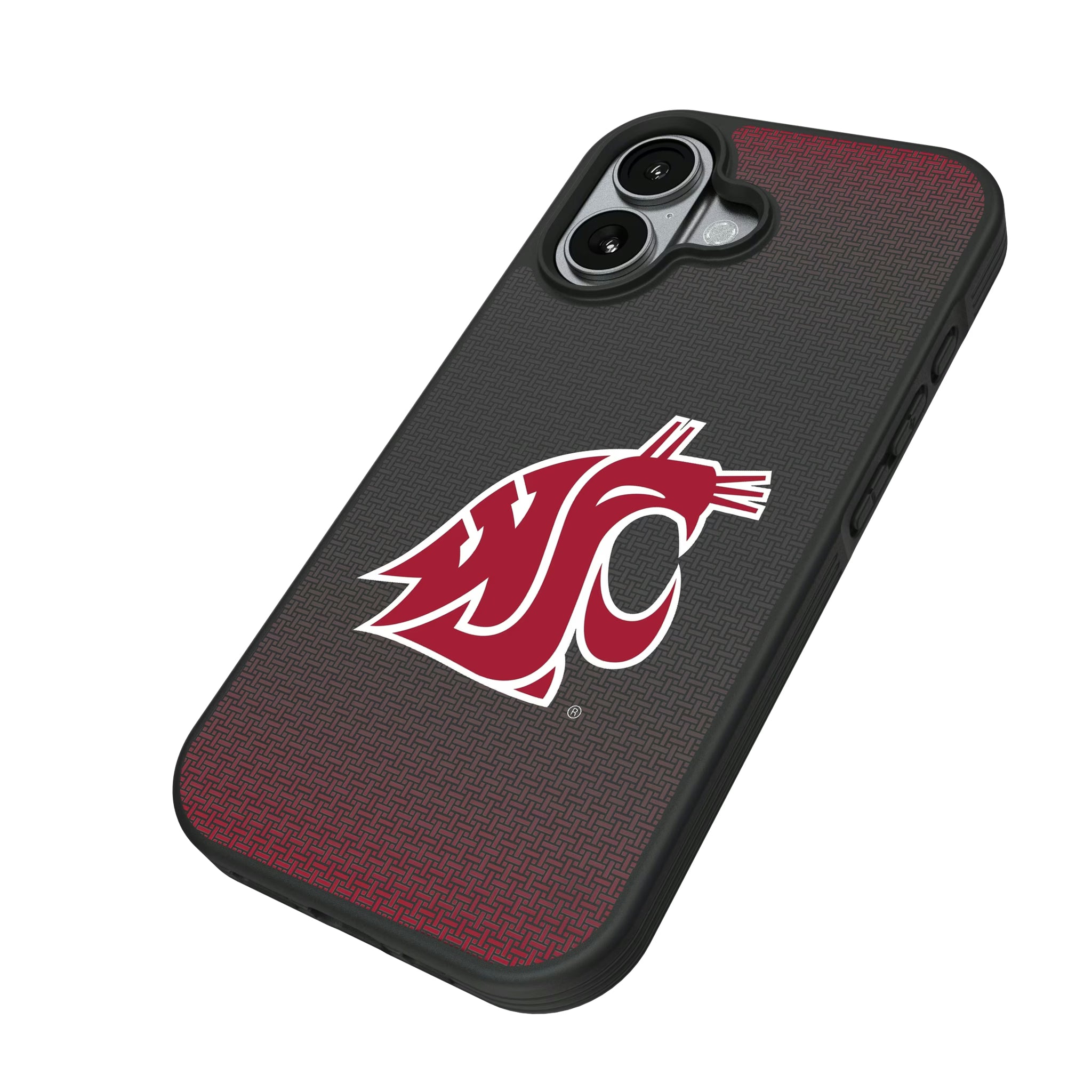Washington State University Cougars Linen iPhone Bump Phone Case for Apple iPhone - Isometric View#Device_iPhone 17