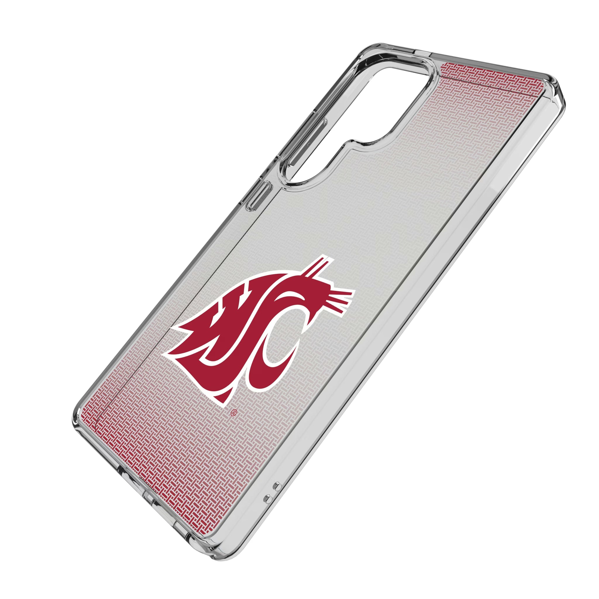 Washington State University Cougars Linen Galaxy Clear Phone Case for Samsung Galaxy - Isometric View