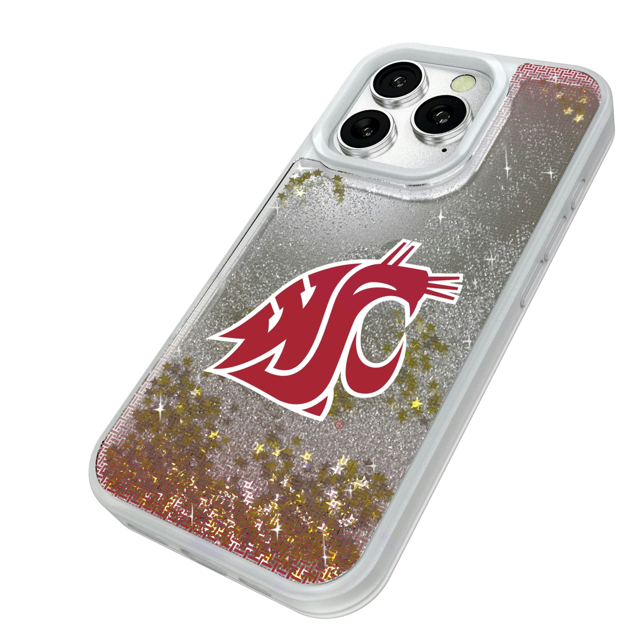 Washington State University Cougars Linen iPhone Glitter Phone Case for Apple iPhone - Isometric View#Device_iPhone 16 Pro