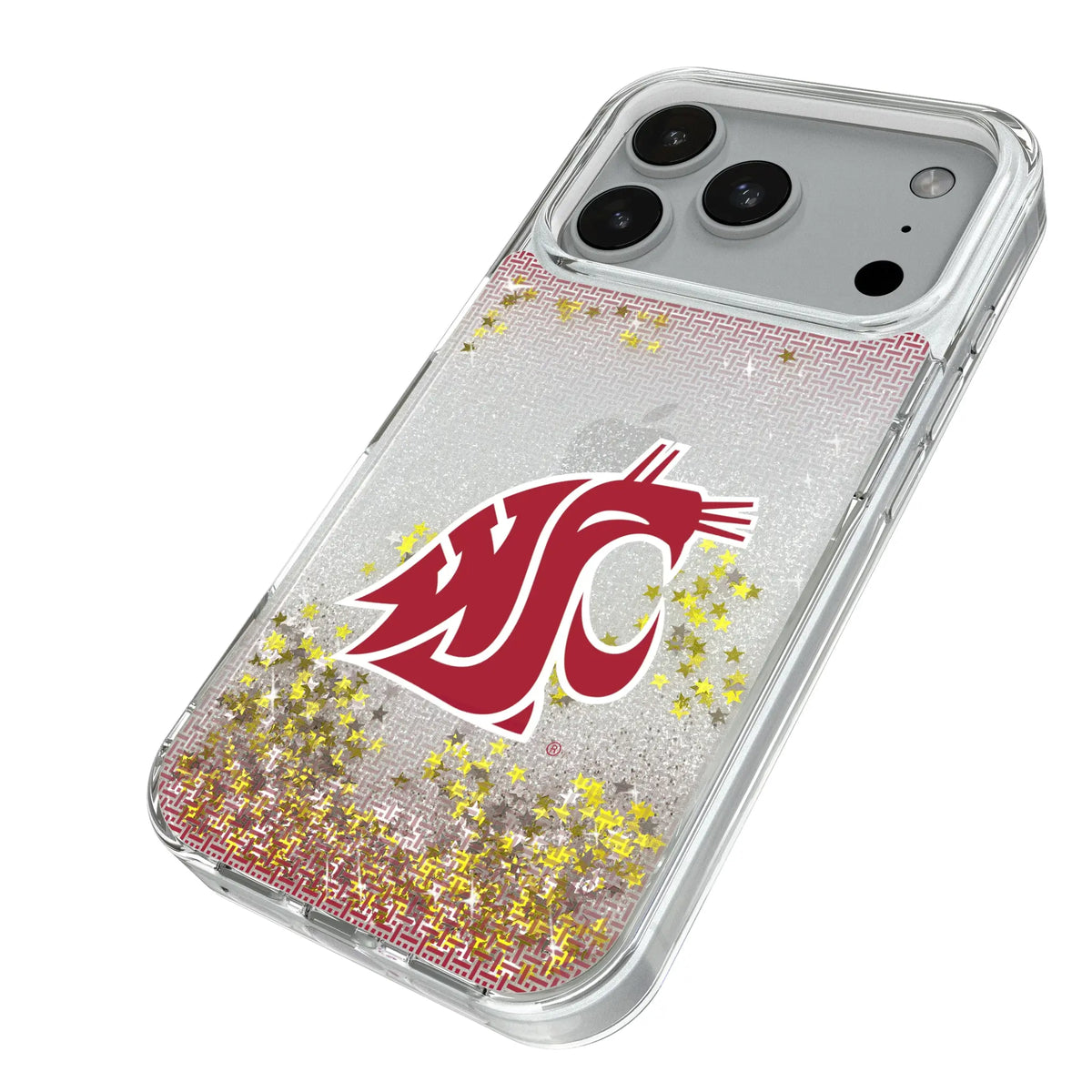 Washington State University Cougars Linen iPhone Glitter Phone Case for Apple iPhone - Isometric View#Device_iPhone 18 Pro