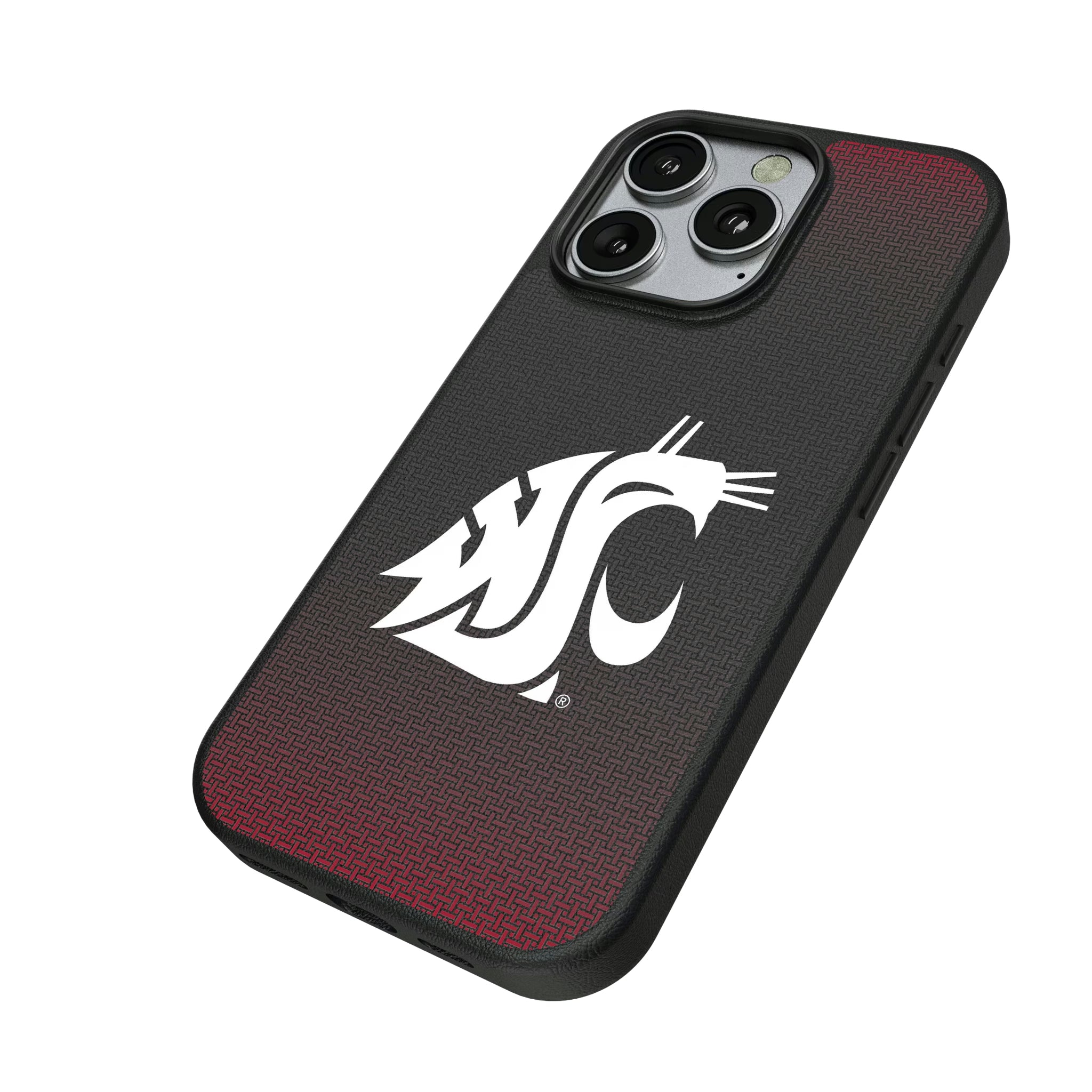 Washington State University Cougars Linen iPhone MagSafe Compatible Phone Case for Apple iPhone - Isometric View