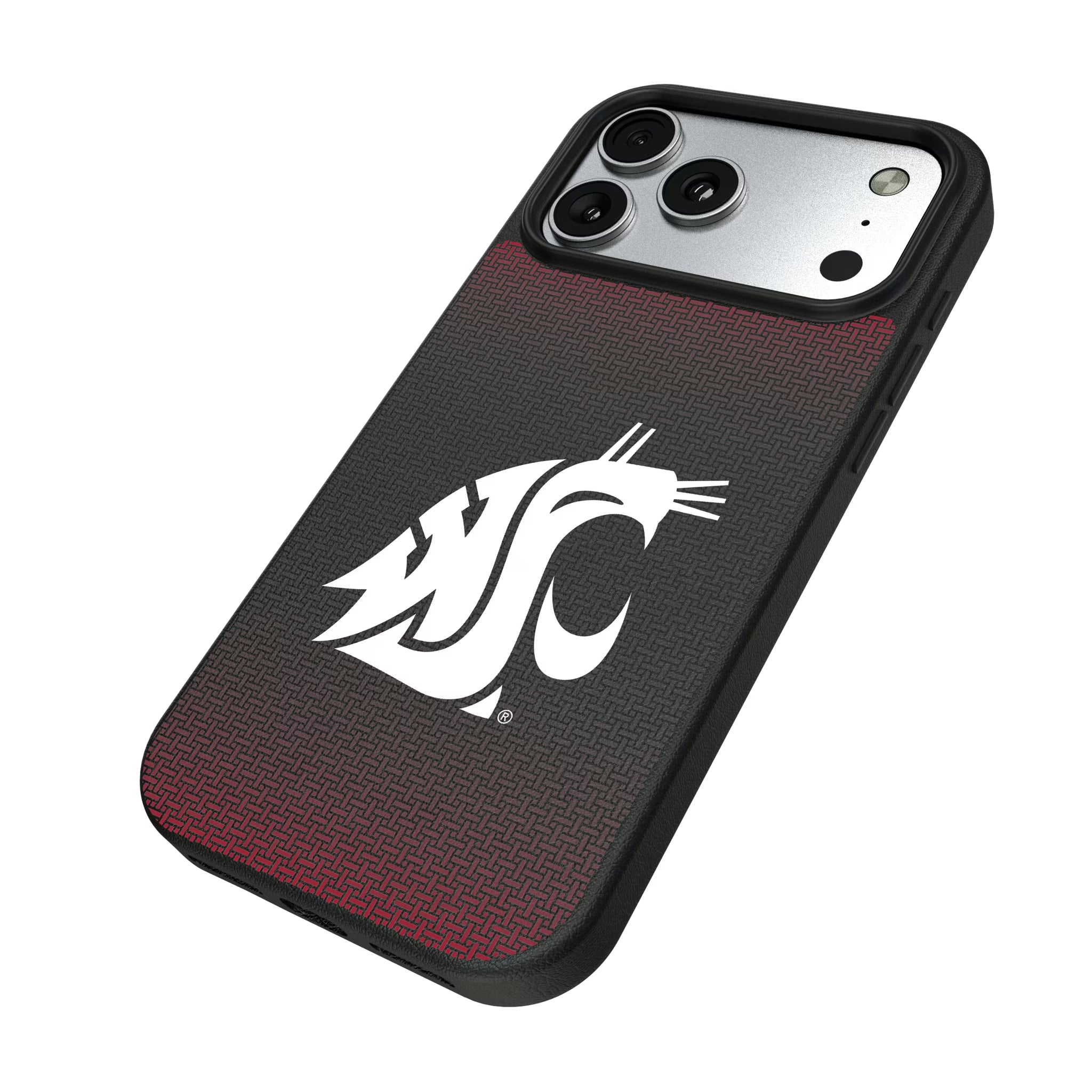 Washington State University Cougars Linen iPhone MagSafe Compatible Phone Case for Apple iPhone - Isometric View#Device_iPhone 17 Pro Max