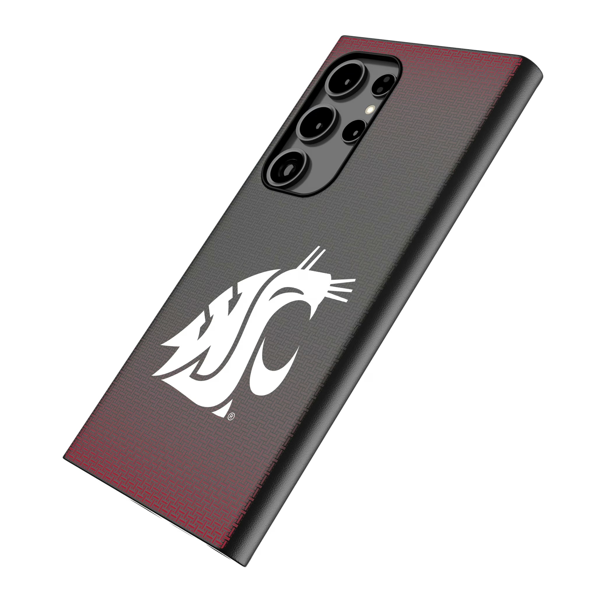 Washington State University Cougars Linen Galaxy MagSafe Compatible Phone Case for Samsung Galaxy - Isometric View