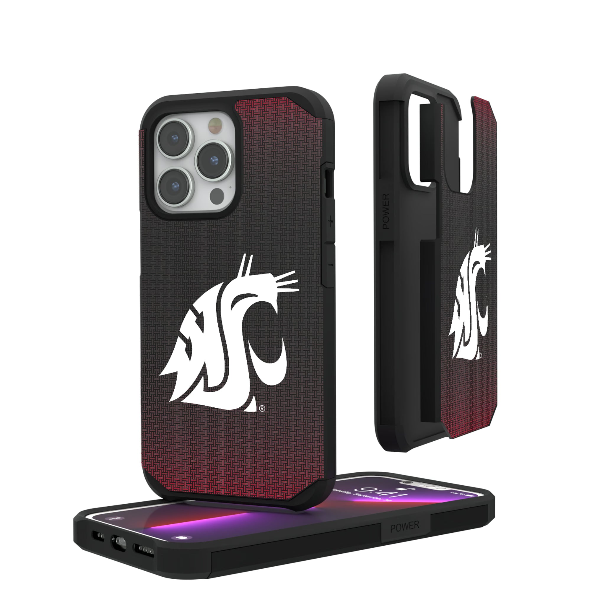 Washington State University Cougars Linen iPhone Rugged Phone Case for Apple iPhone#Device_iPhone 13 Pro