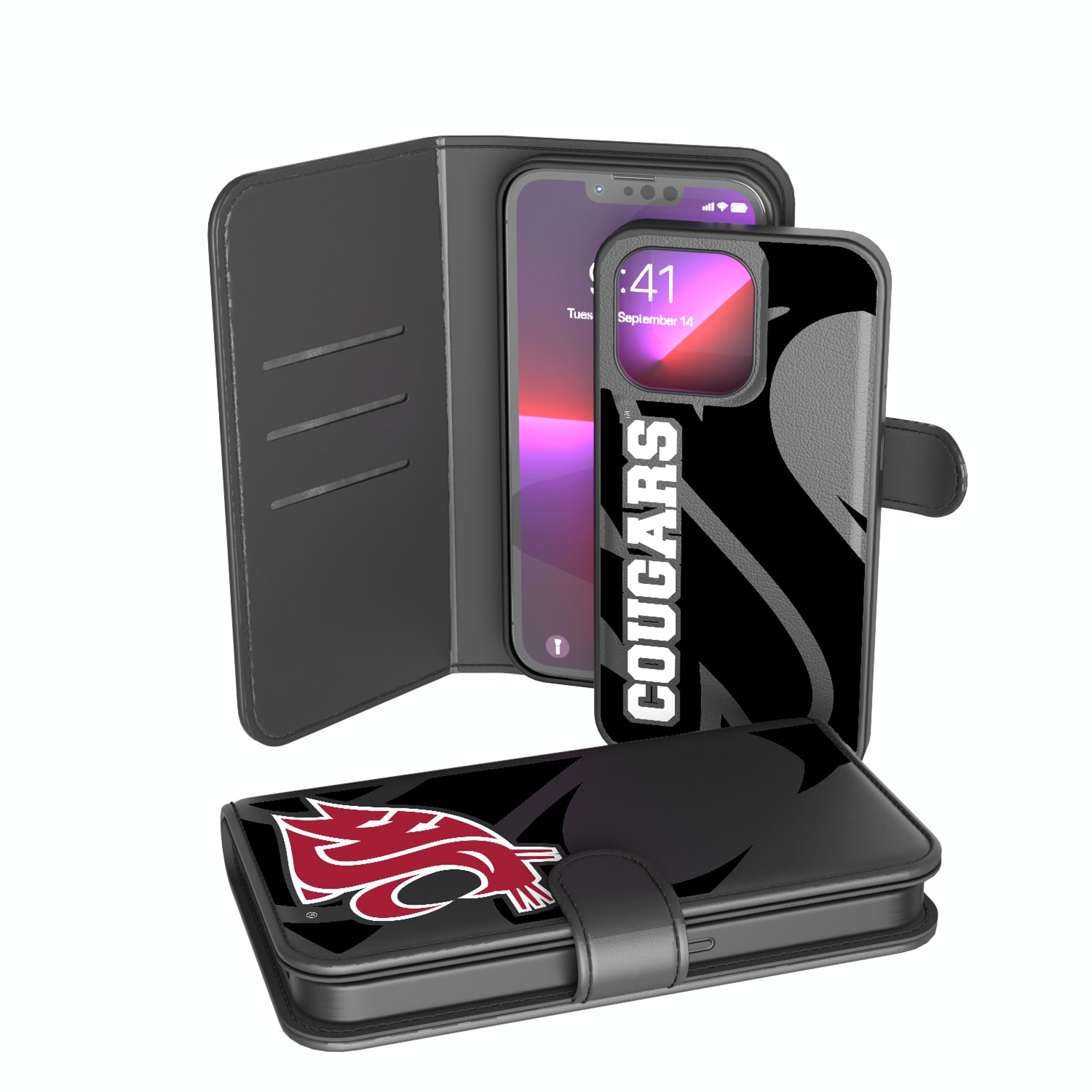 Washington State University Cougars Monocolor Tilt iPhone Wallet Phone Case for Apple iPhone