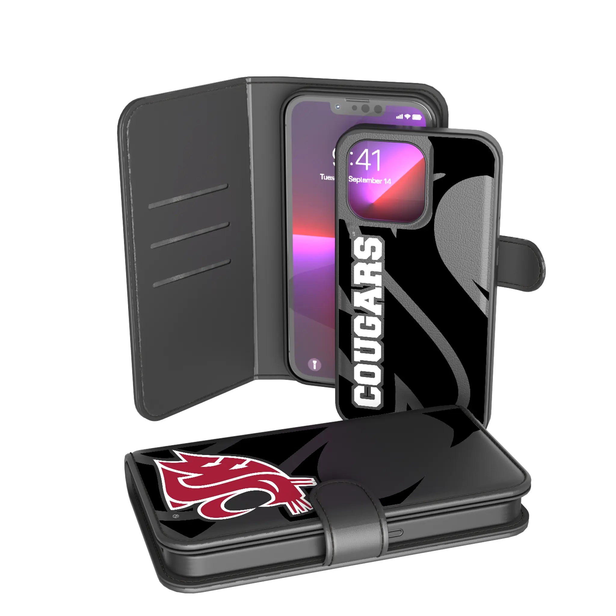 Washington State University Cougars Monocolor Tilt iPhone Wallet Phone Case for Apple iPhone
