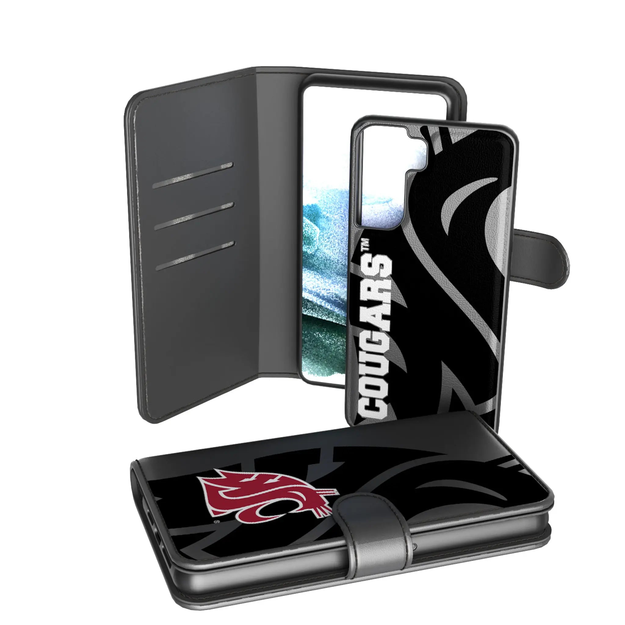Washington State University Cougars Monocolor Tilt Galaxy Wallet Phone Case for Samsung Galaxy