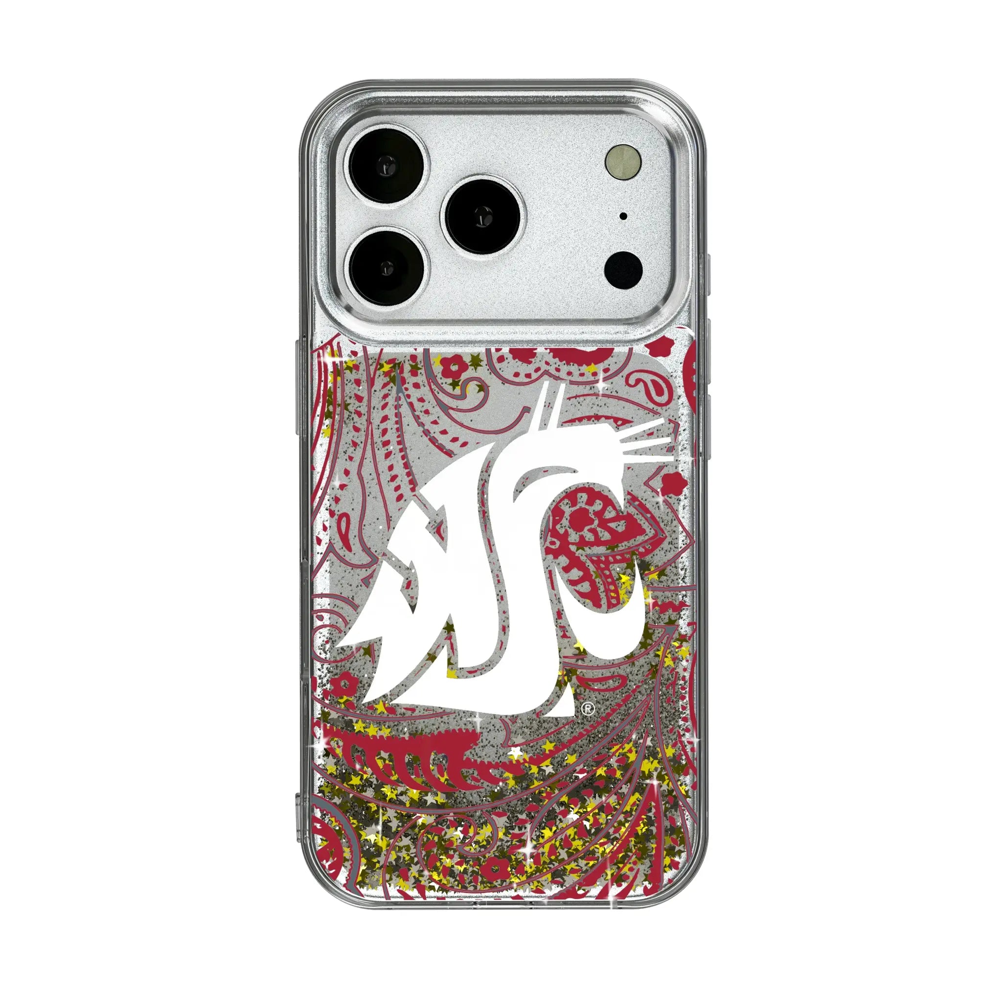 Washington State University Cougars Paisley iPhone Glitter Phone Case for Apple iPhone