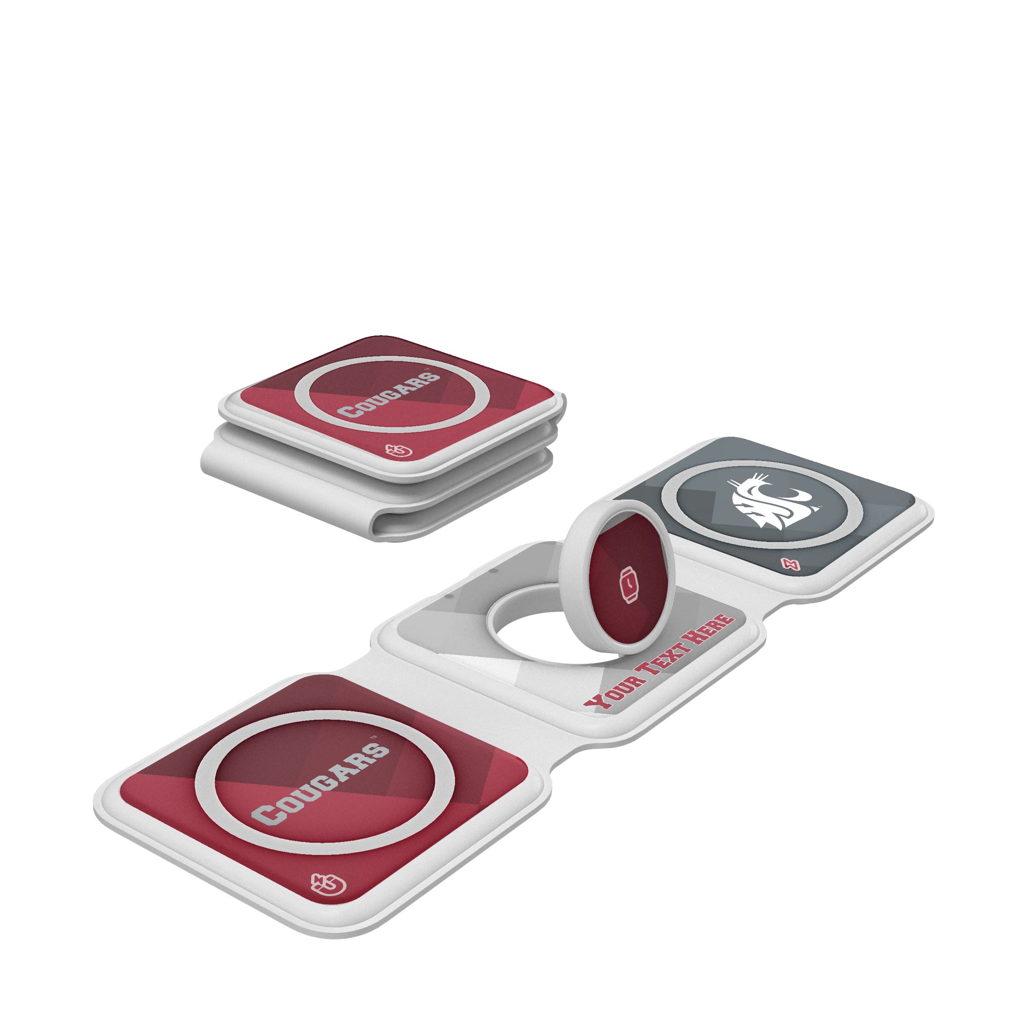 Washington State University Cougars Personalized Color Block Foldable 3 in 1 Charger