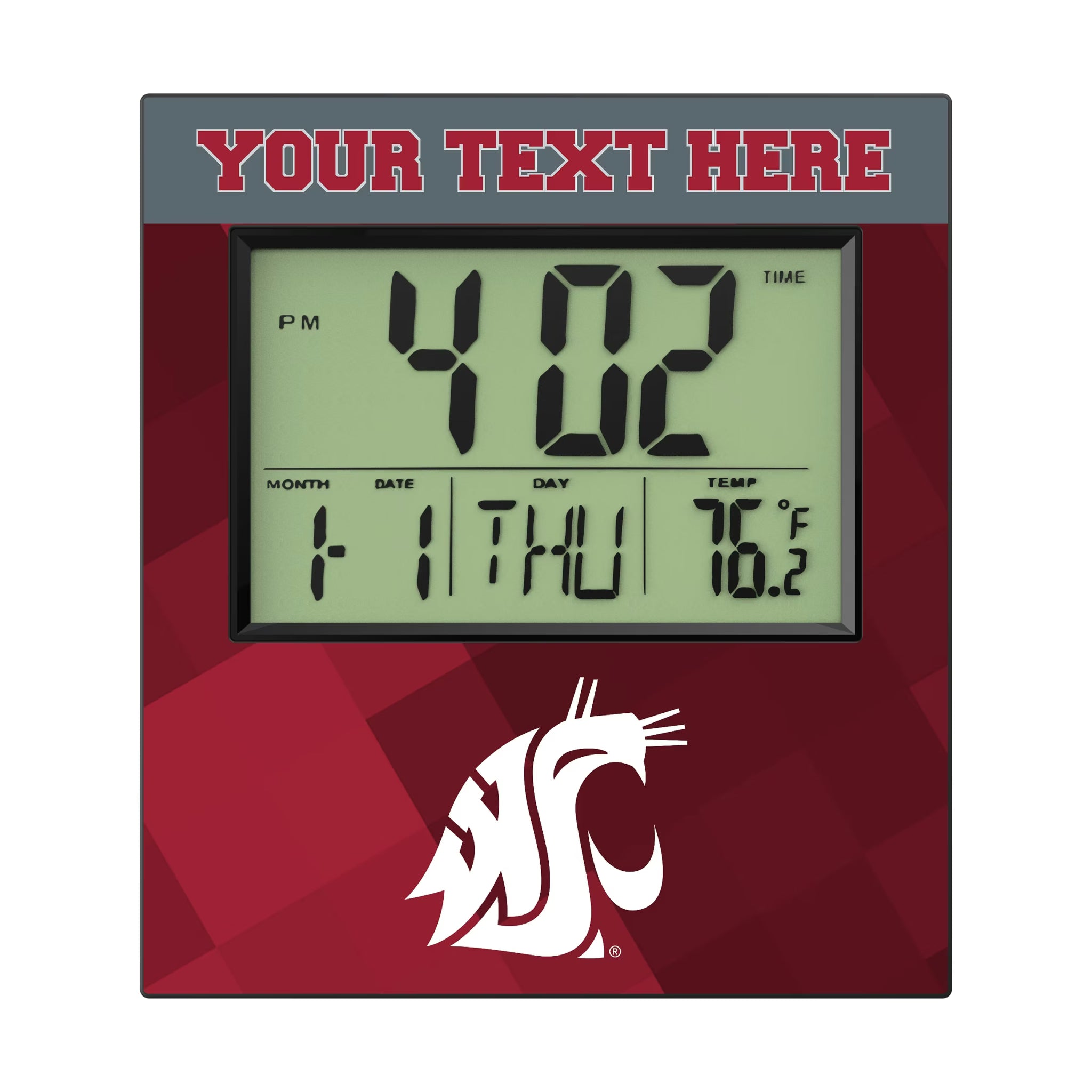 Washington State University Cougars Personalized Color Block Wall Clock
