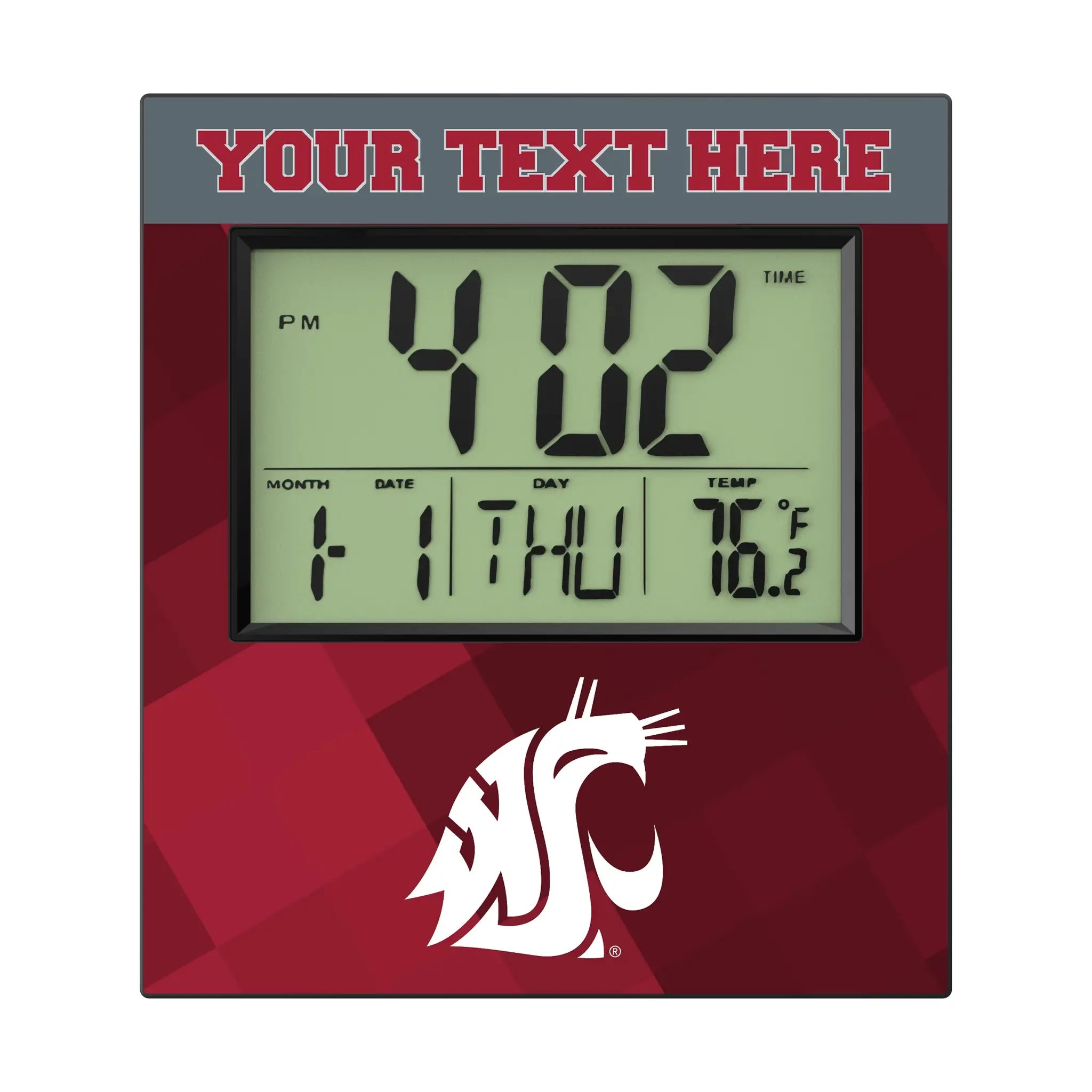 Washington State University Cougars Personalized Color Block Wall Clock