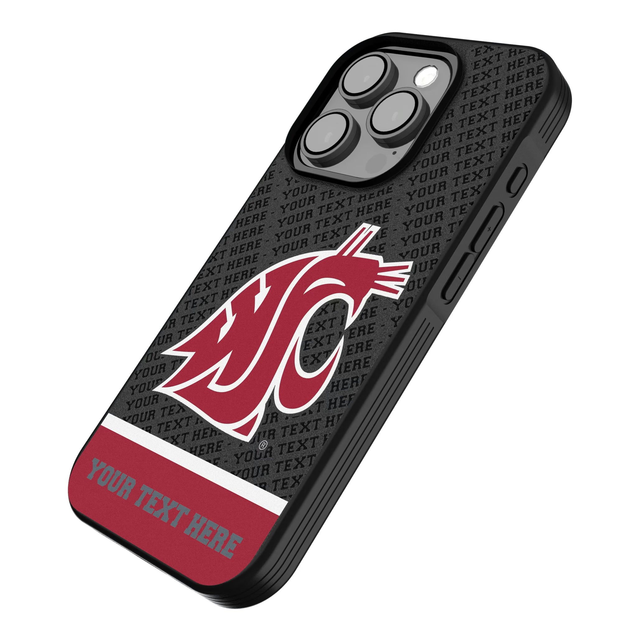 Washington State University Cougars Personalized EndZone Plus iPhone Bump Phone Case for Apple iPhone - Isometric View