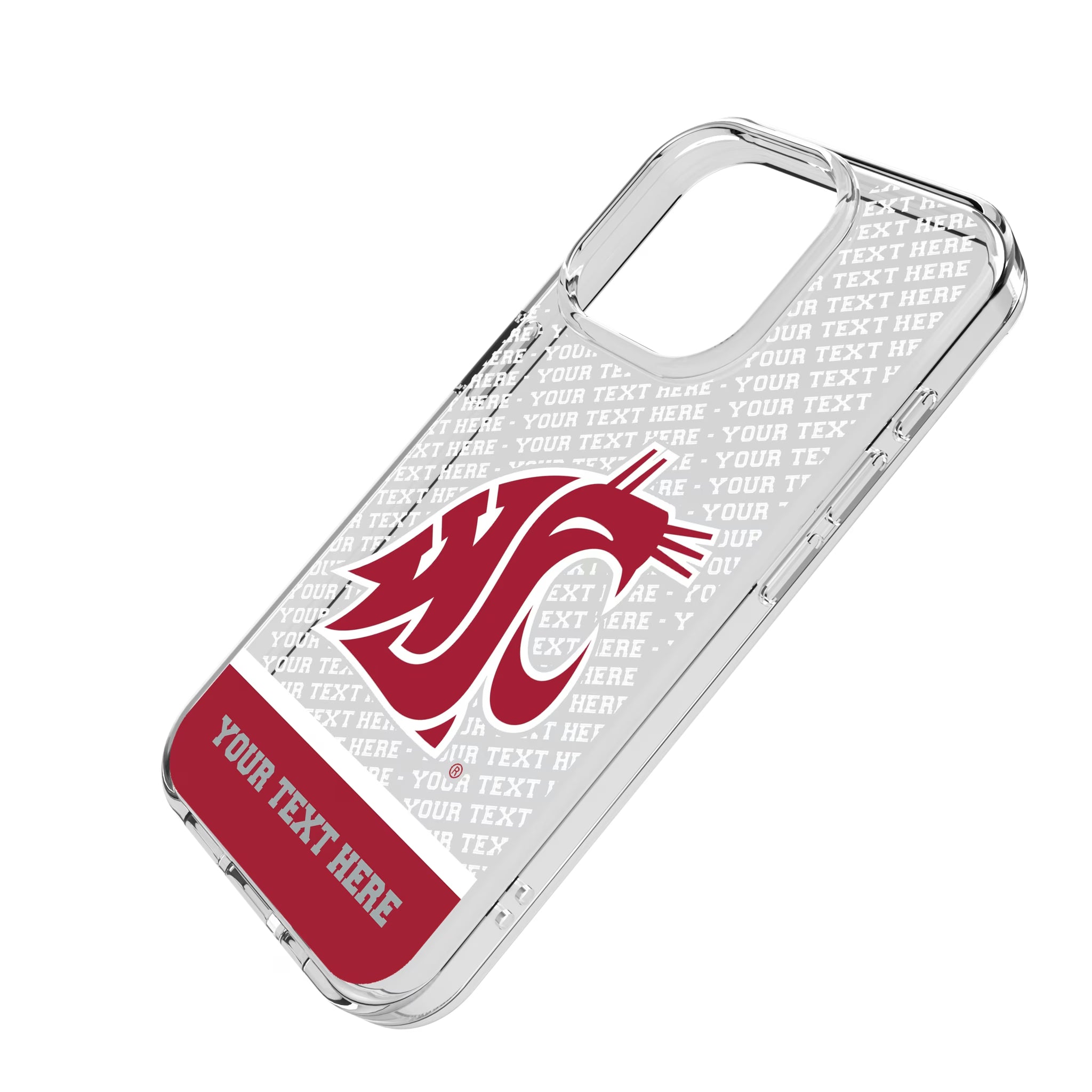 Washington State University Cougars Personalized EndZone Plus iPhone Clear Phone Case for Apple iPhone - Isometric View