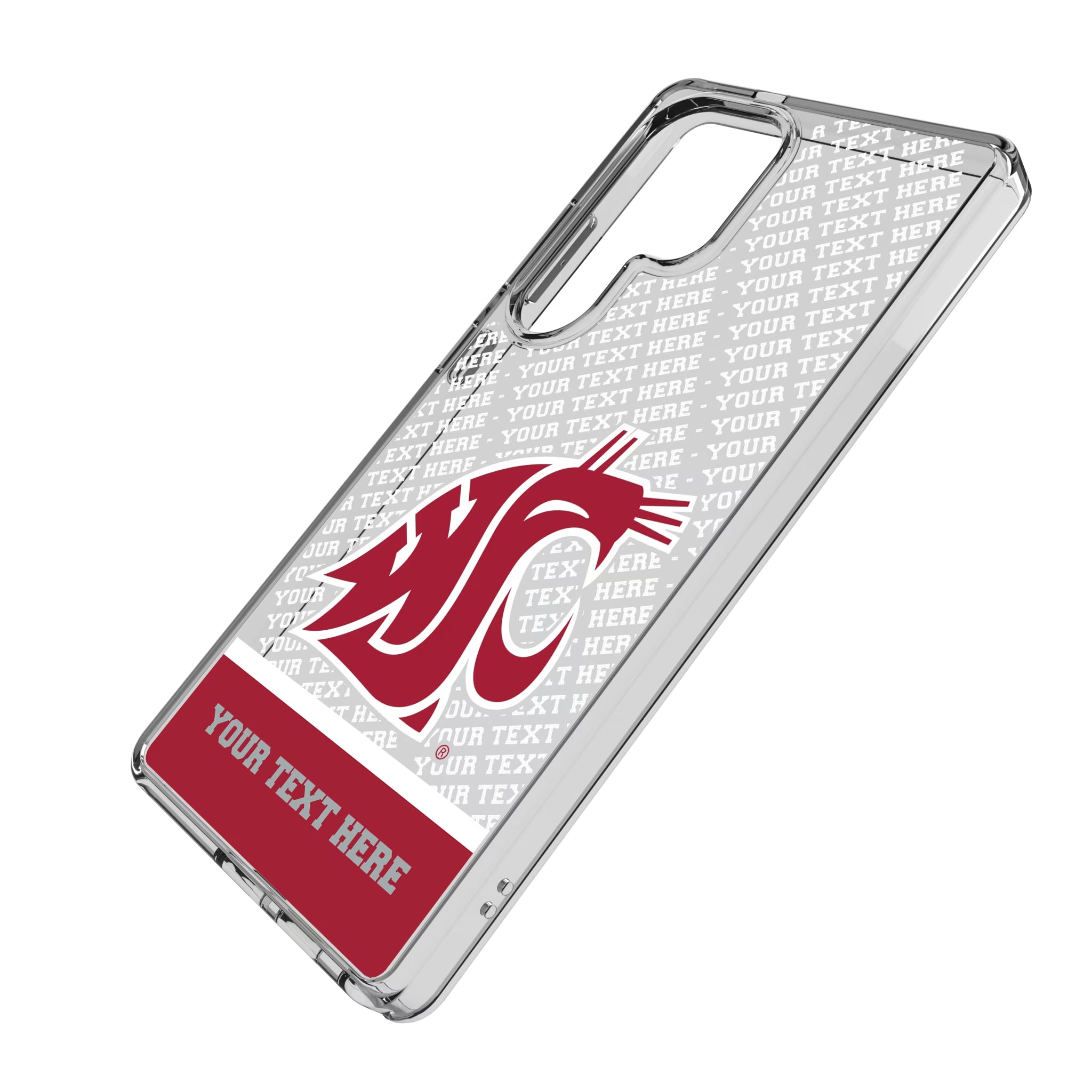 Washington State University Cougars Personalized EndZone Plus Galaxy Clear Phone Case for Samsung Galaxy - Isometric View