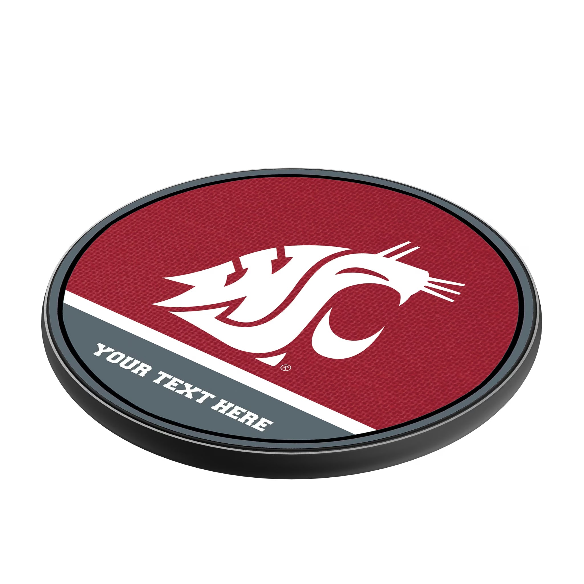 Washington State University Cougars Personalized Endzone Solid 15-Watt Wireless Charger - Isometric View