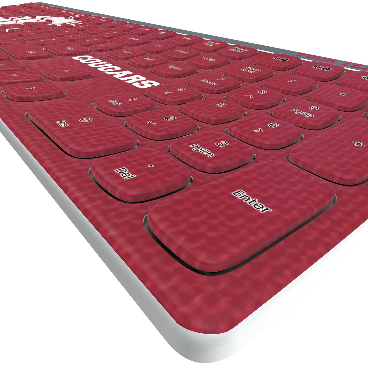 Washington State University Cougars Personalized Endzone Solid KKB605 Curved Wireless Keyboard - Detail