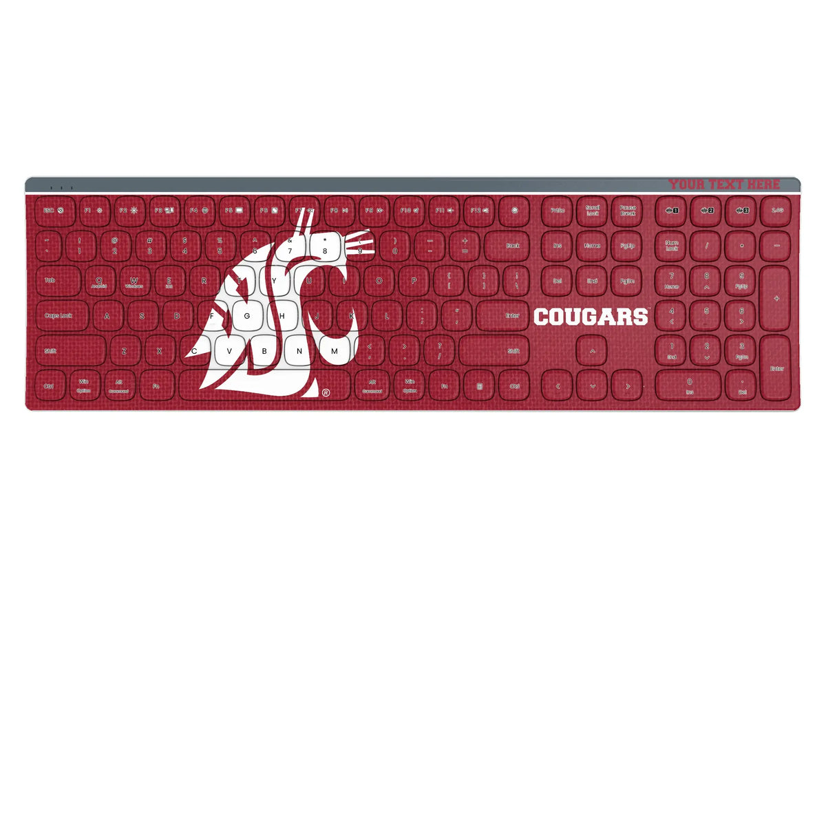 Washington State University Cougars Personalized Endzone Solid KKB605 Curved Wireless Keyboard